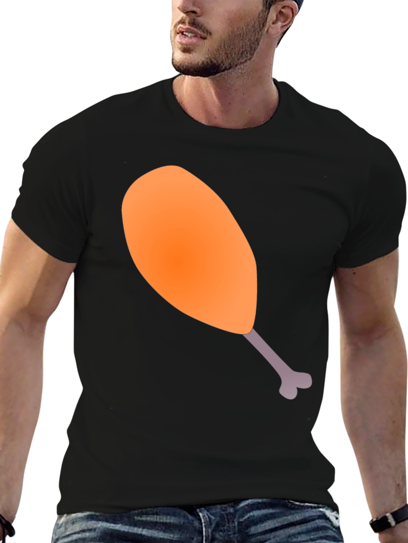 Funny Chicken Leg Graphic Tee - Black Unisex T-Shirt