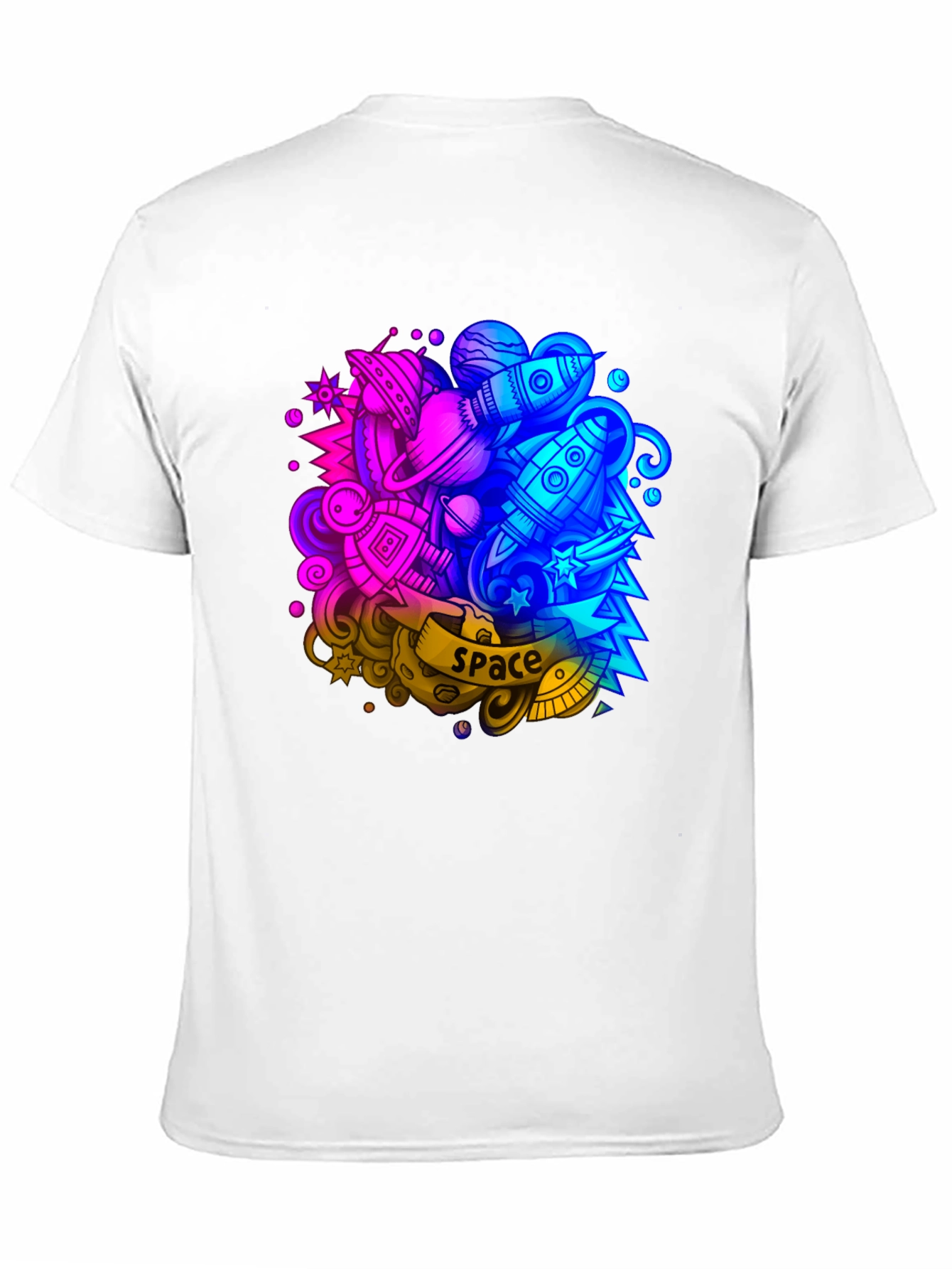 Space Graphic Print Black T-Shirt