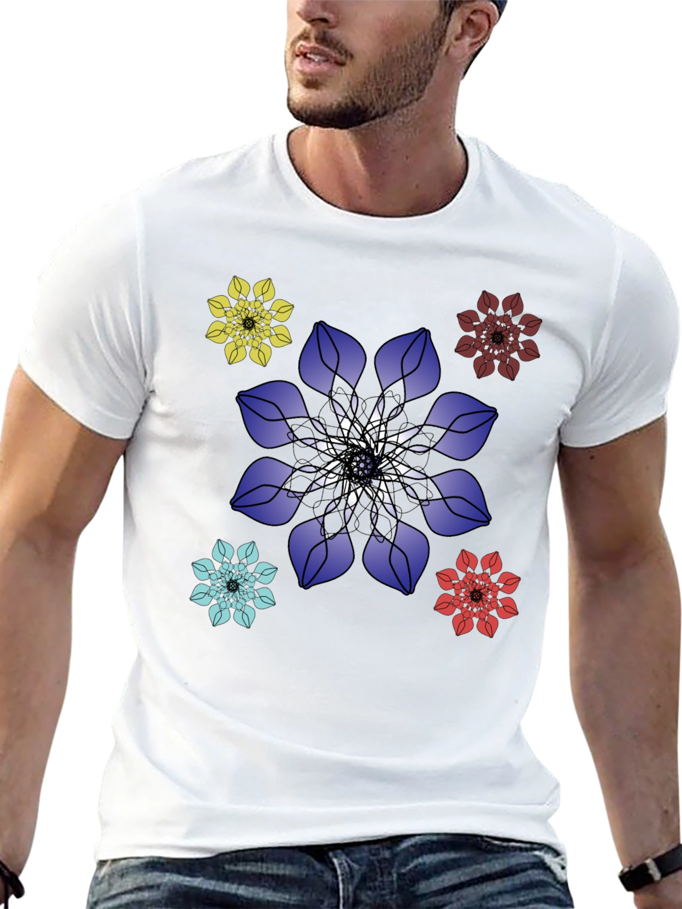 Floral Mandala Graphic Print Mens T-Shirt