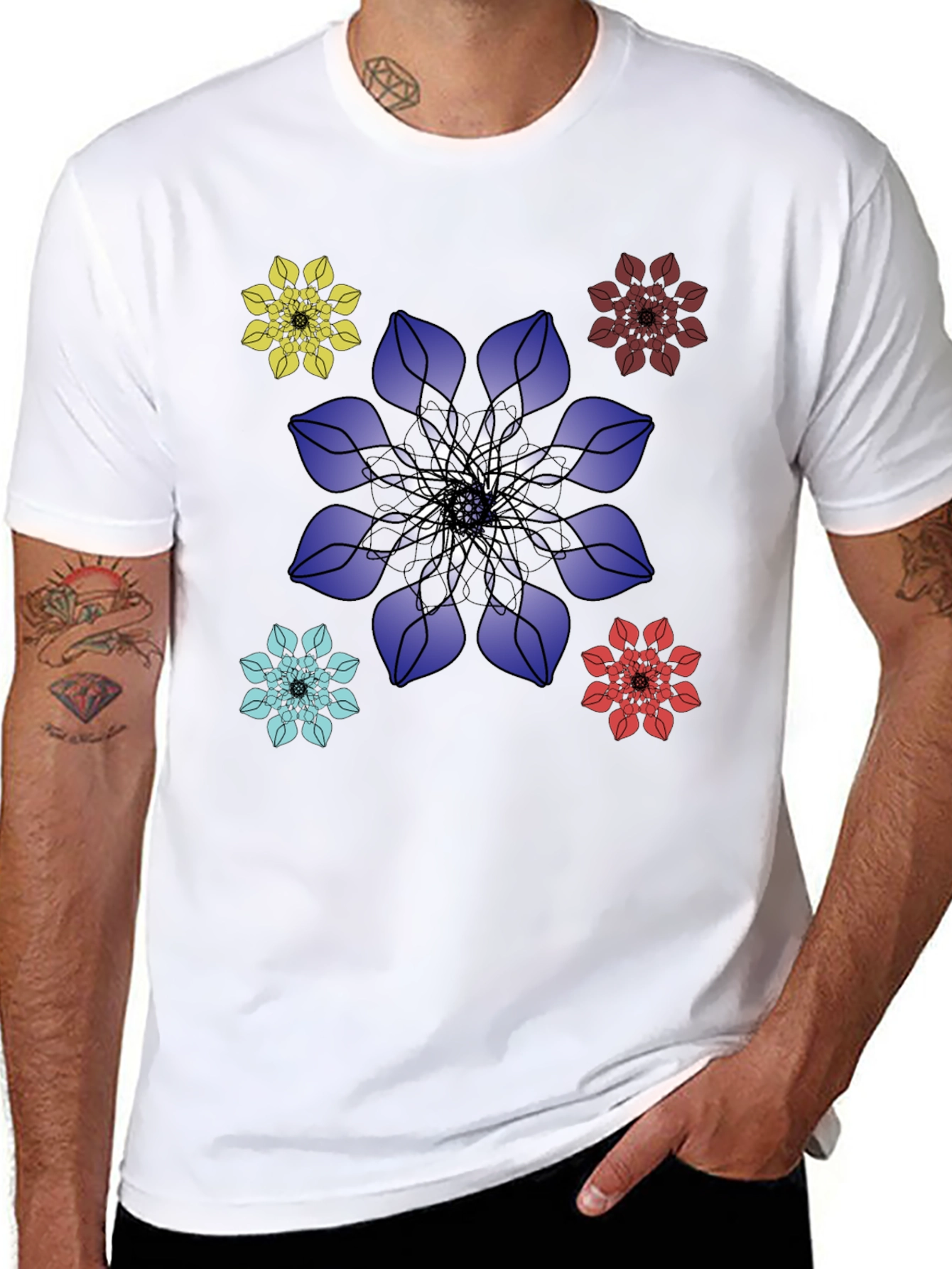 Floral Mandala Graphic Print Mens T-Shirt