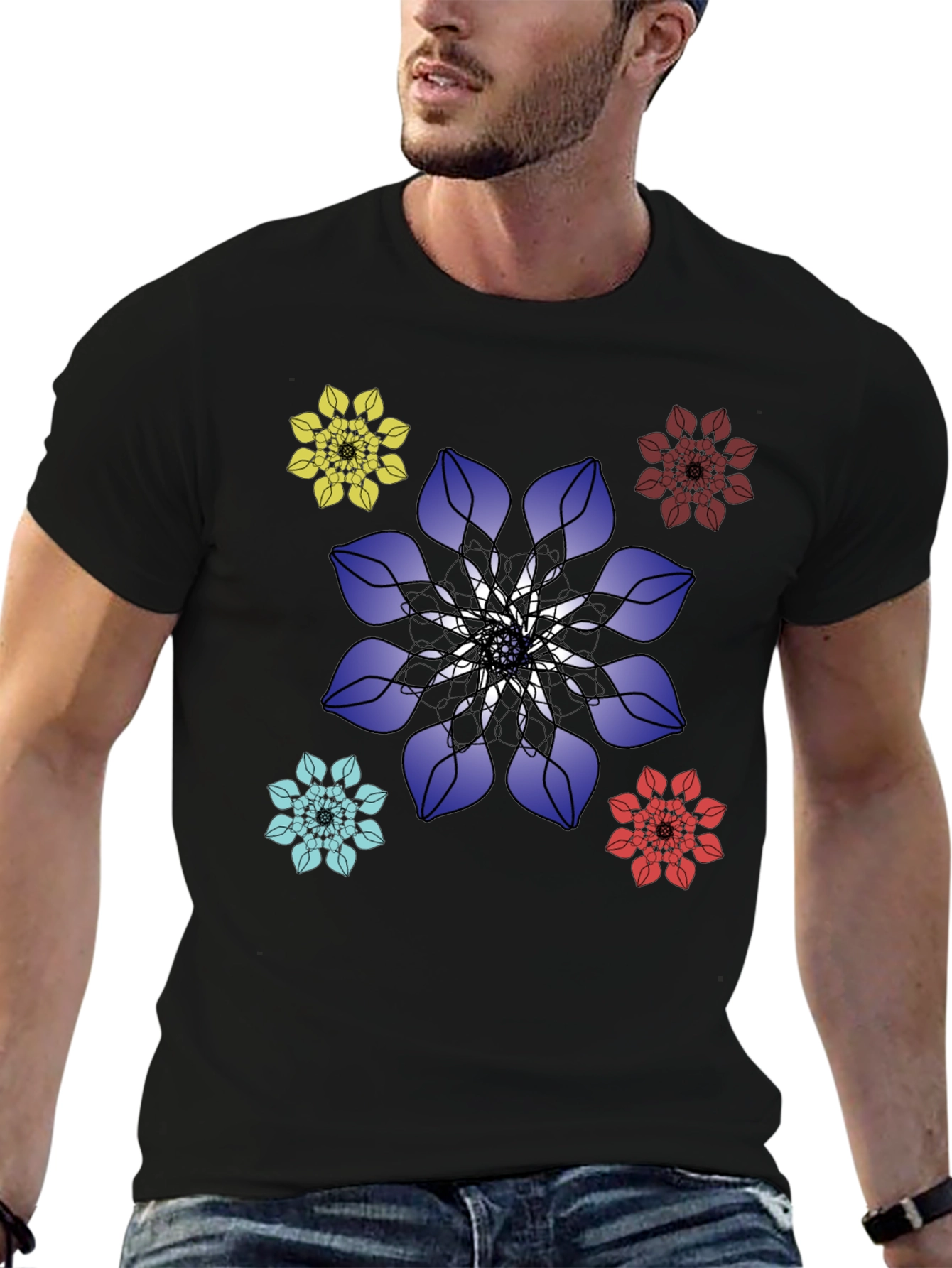 Floral Mandala Graphic Print Mens T-Shirt