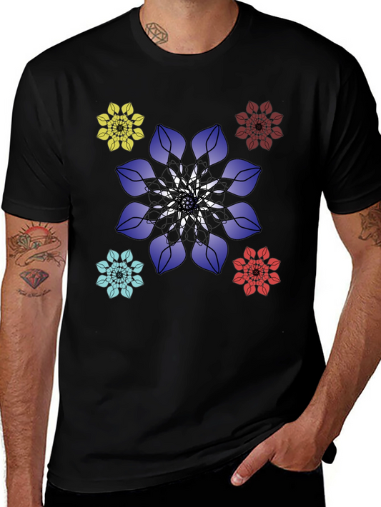 Floral Mandala Graphic Print Mens T-Shirt