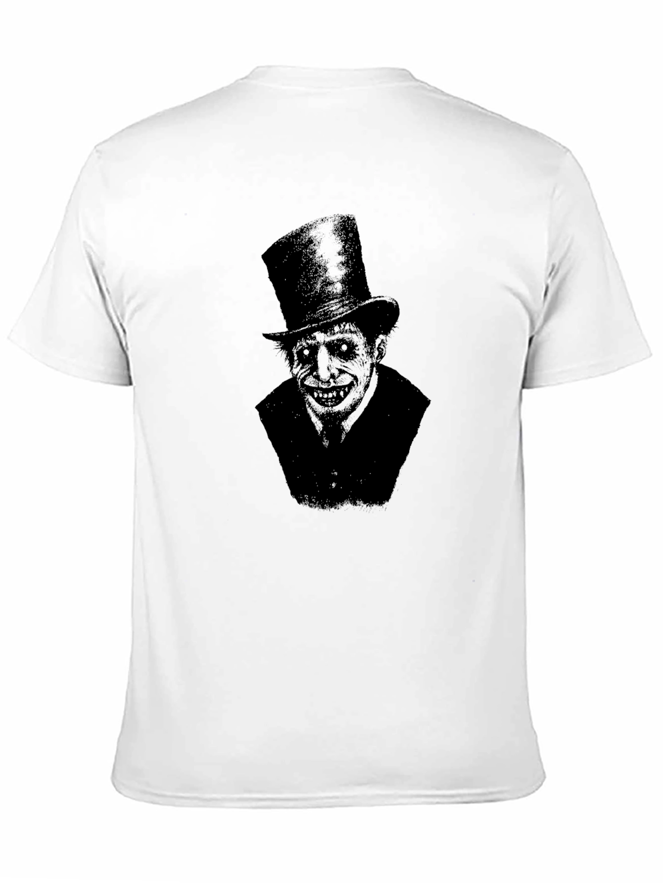 Creepy Top Hat Man Graphic Print Black T-Shirt