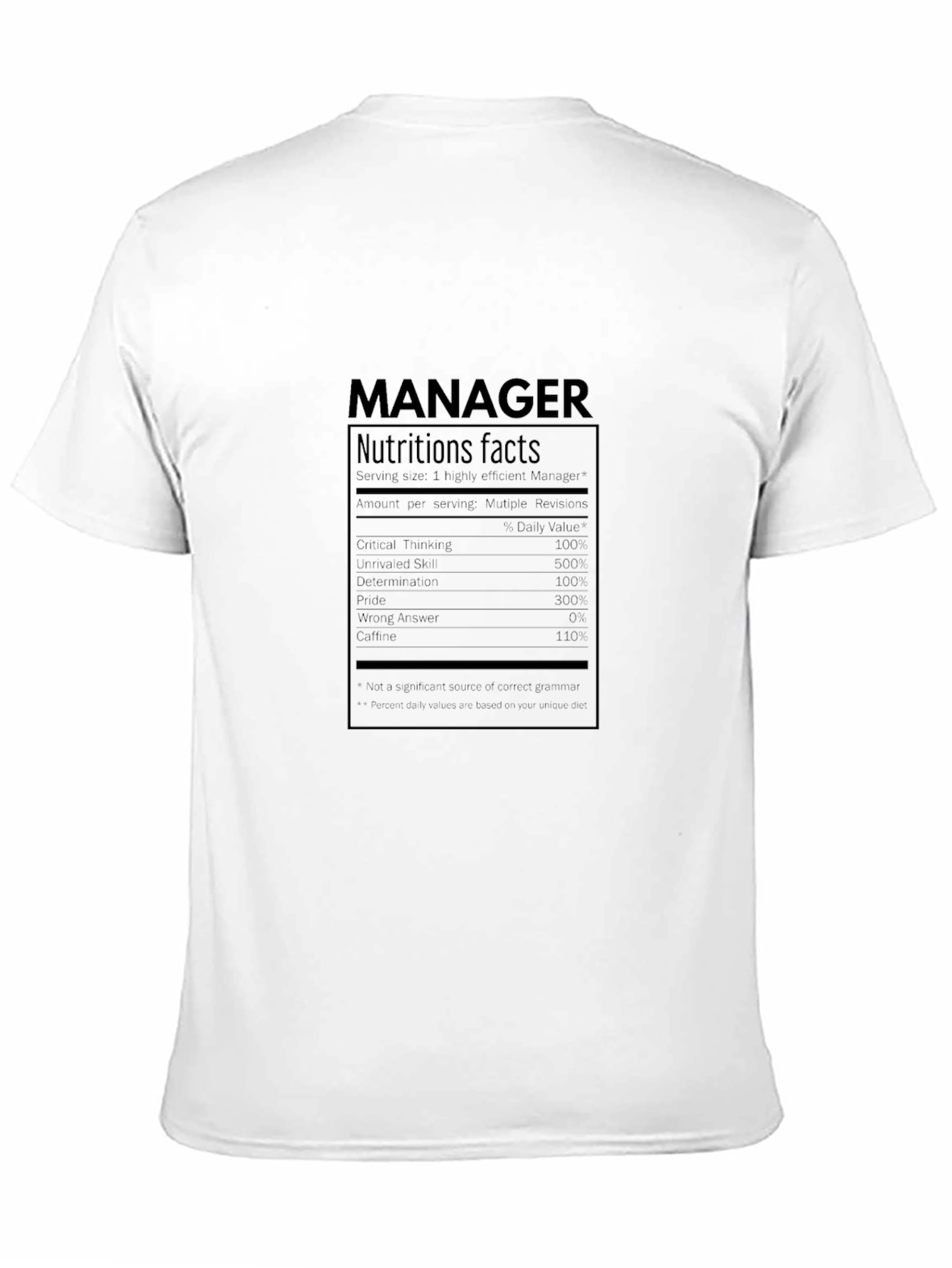 Manager Nutrition Facts T-Shirt