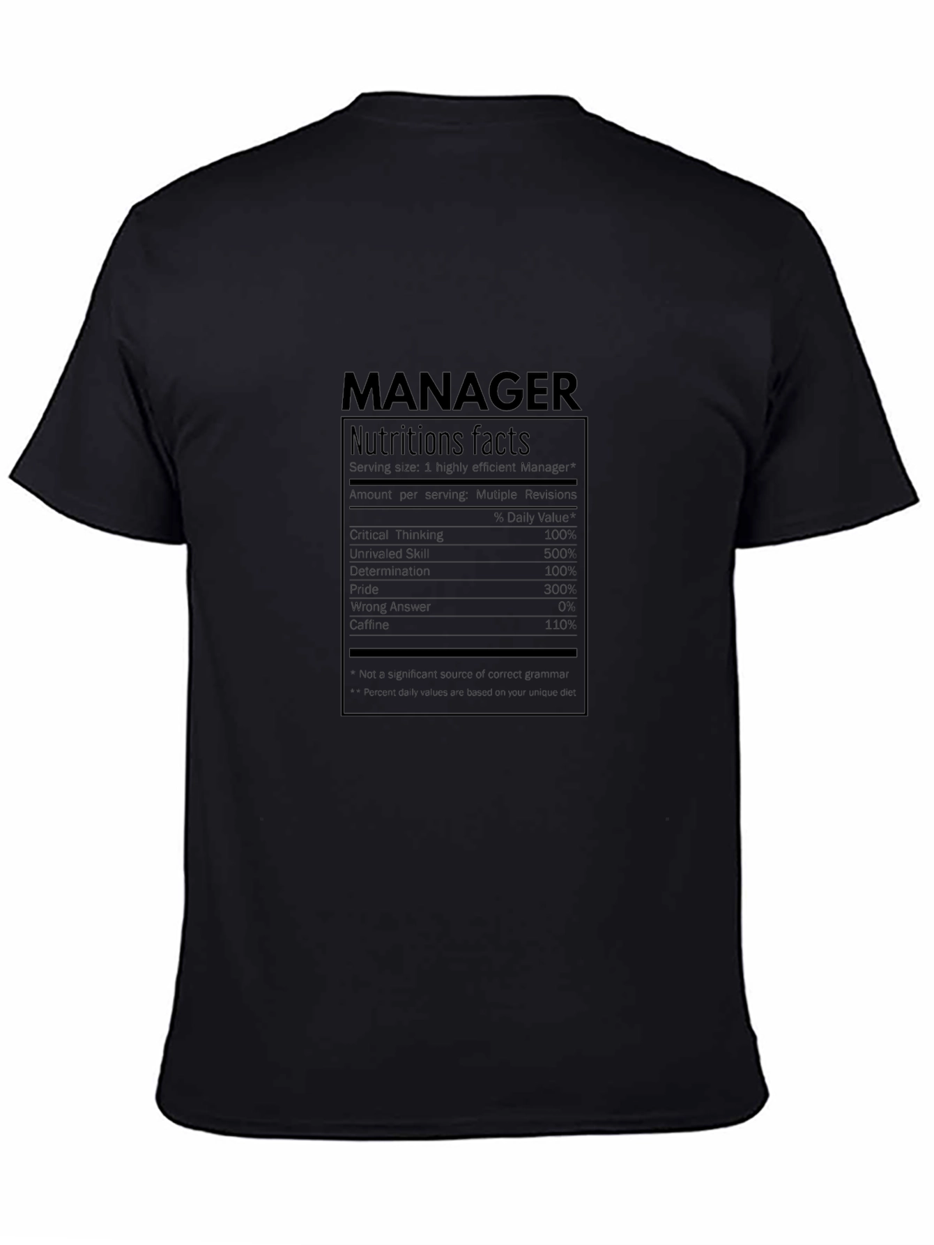 Manager Nutrition Facts T-Shirt
