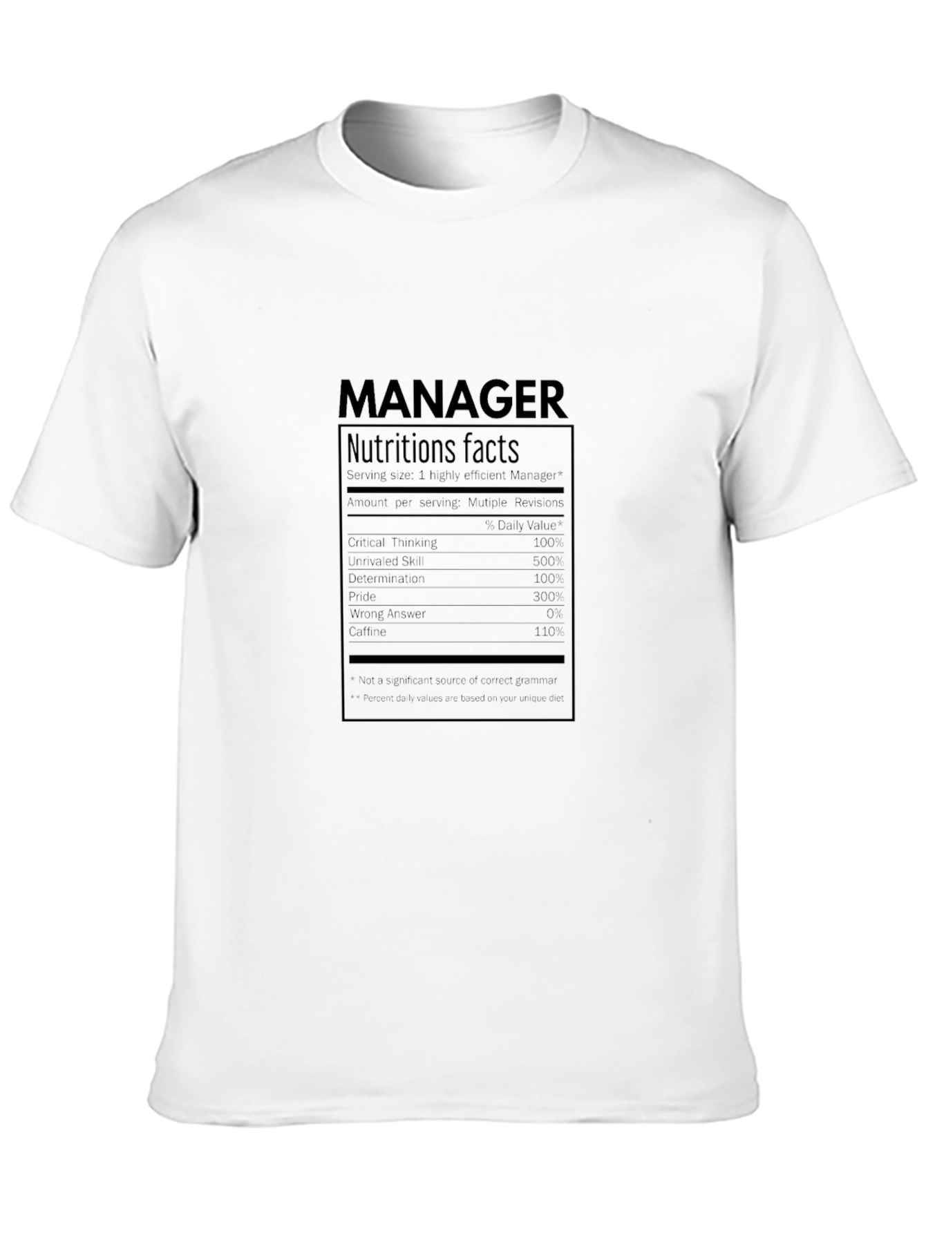 Manager Nutrition Facts T-Shirt