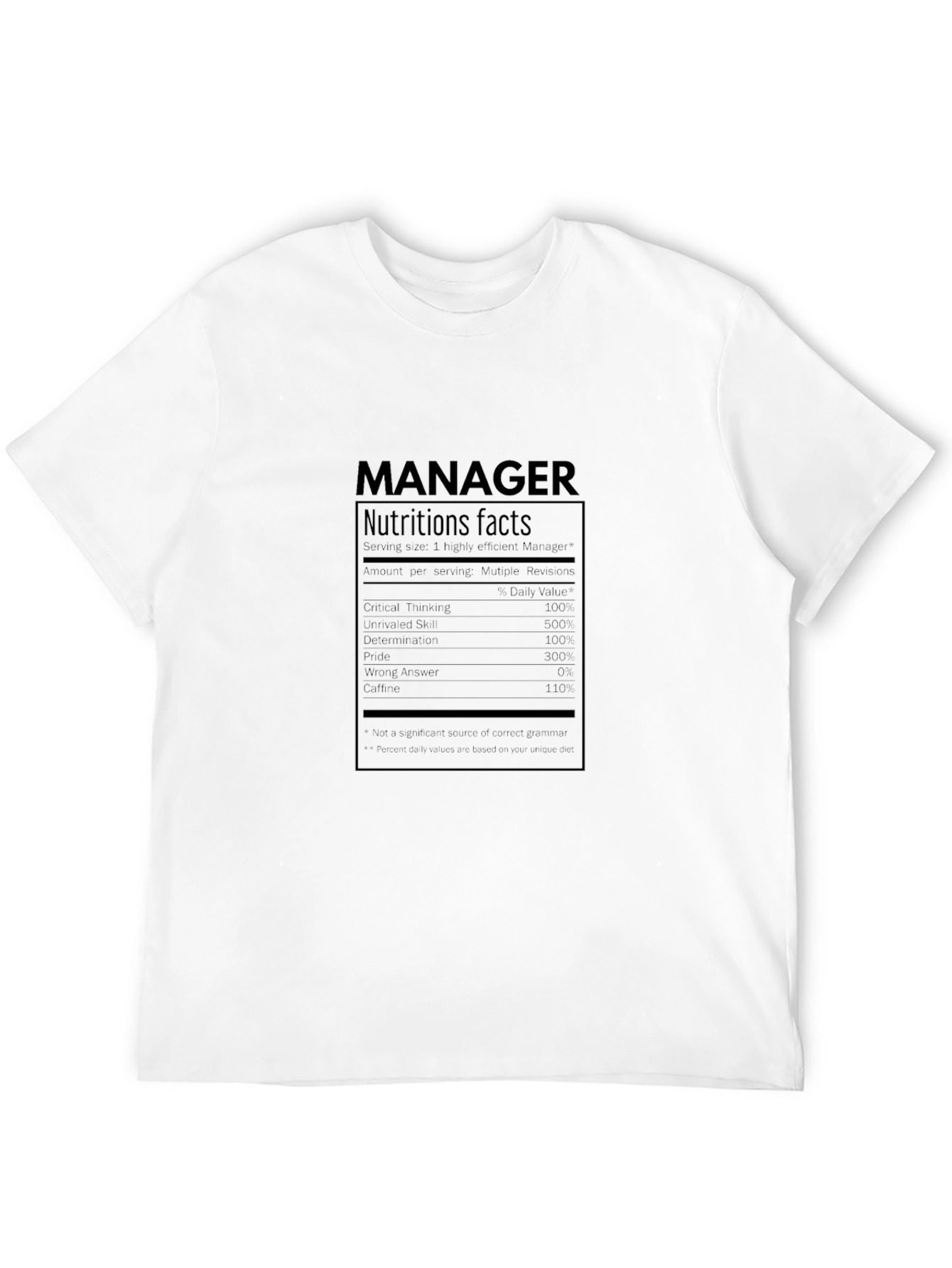 Manager Nutrition Facts T-Shirt