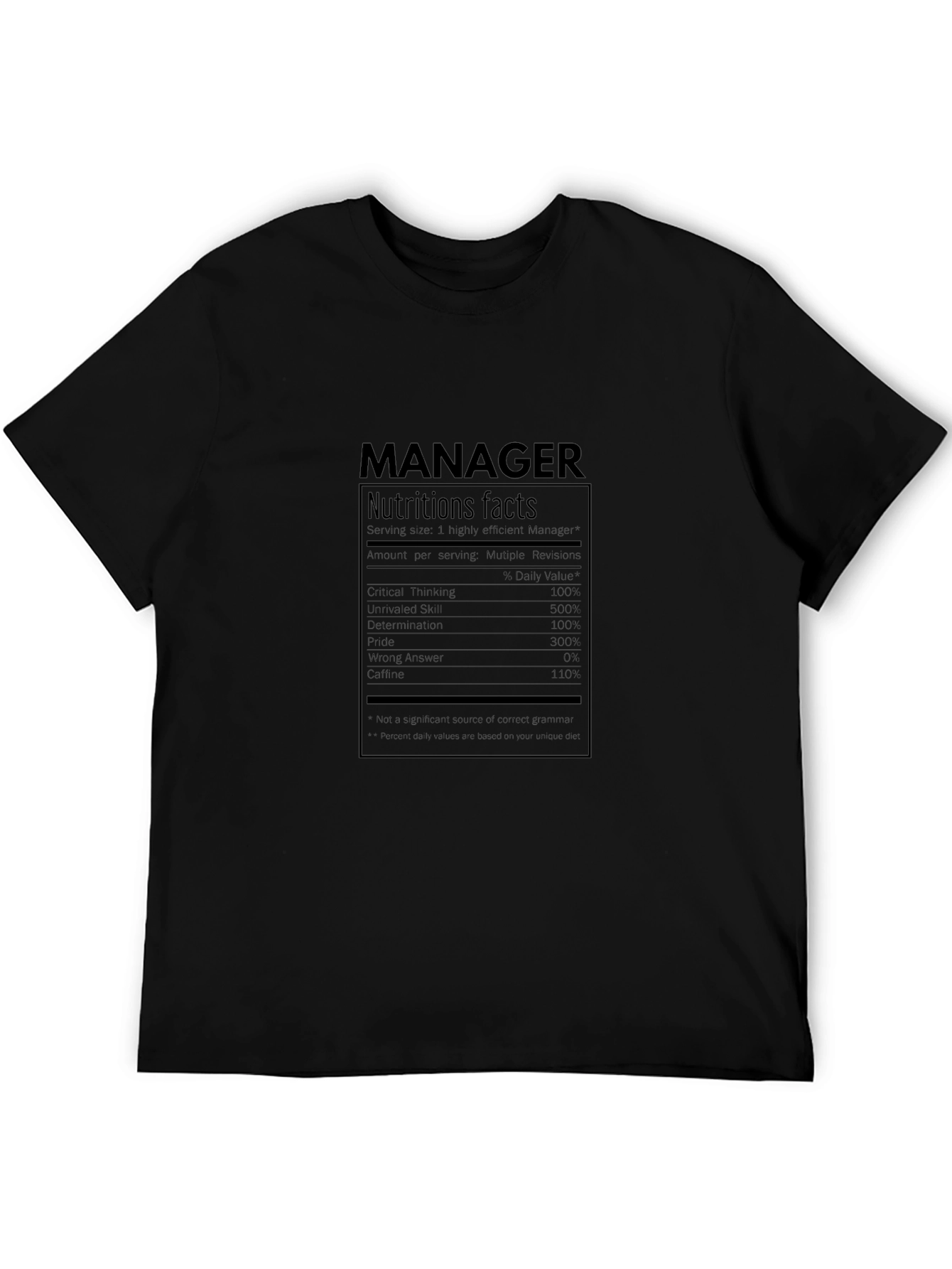 Manager Nutrition Facts T-Shirt
