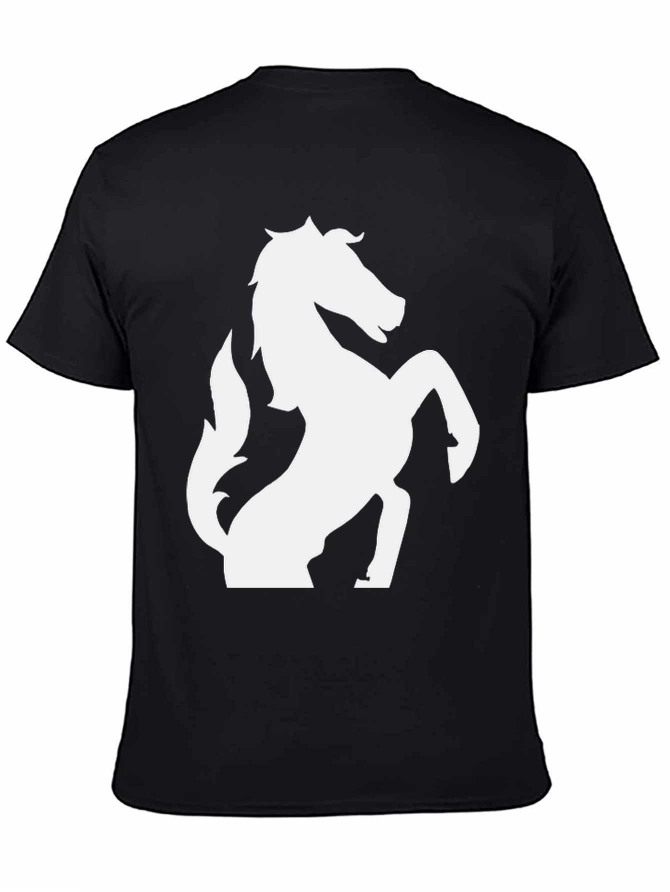 Black T-Shirt with White Horse Graphic