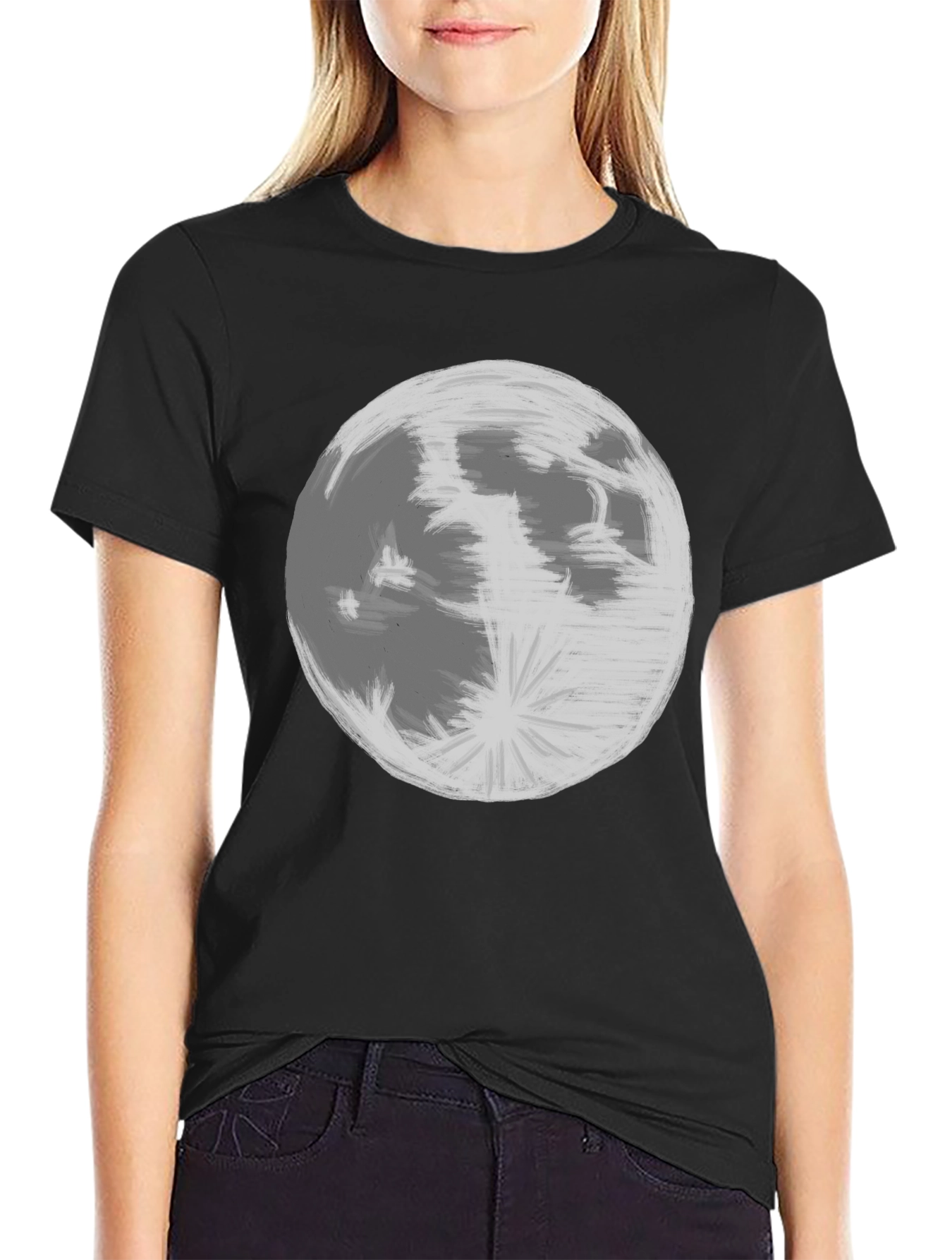 Moon Graphic Black T-Shirt | Celestial Tee