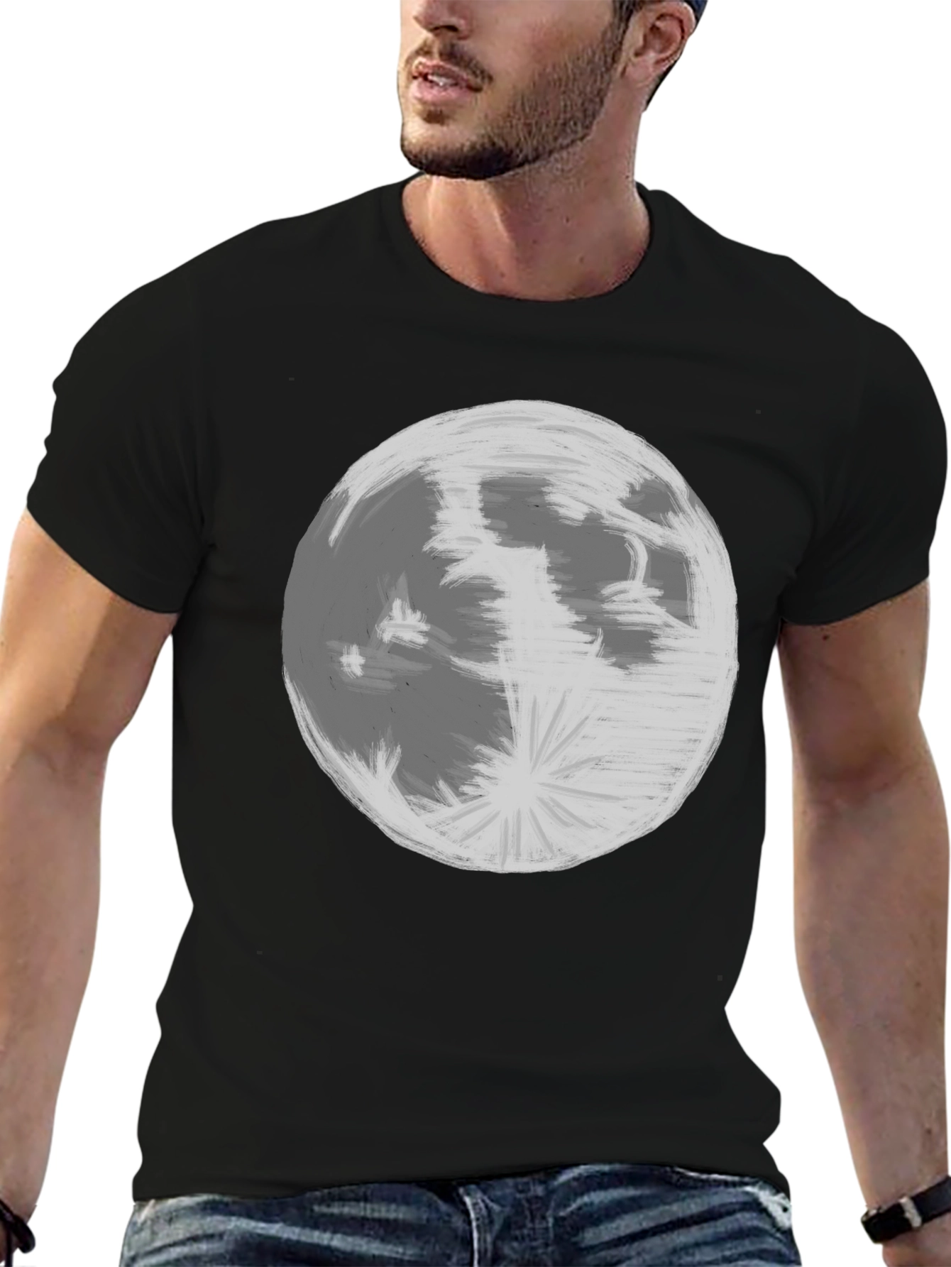 Moon Graphic Black T-Shirt | Celestial Tee