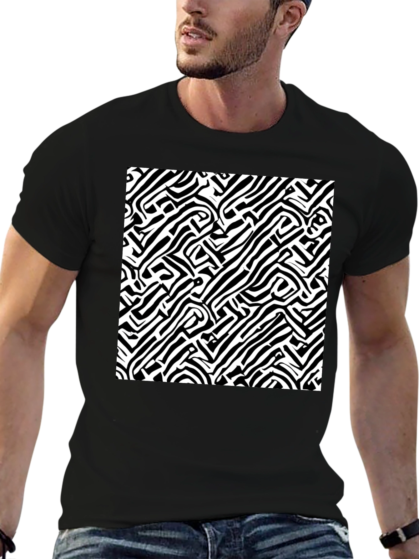 Abstract Black and White Graphic Tee
