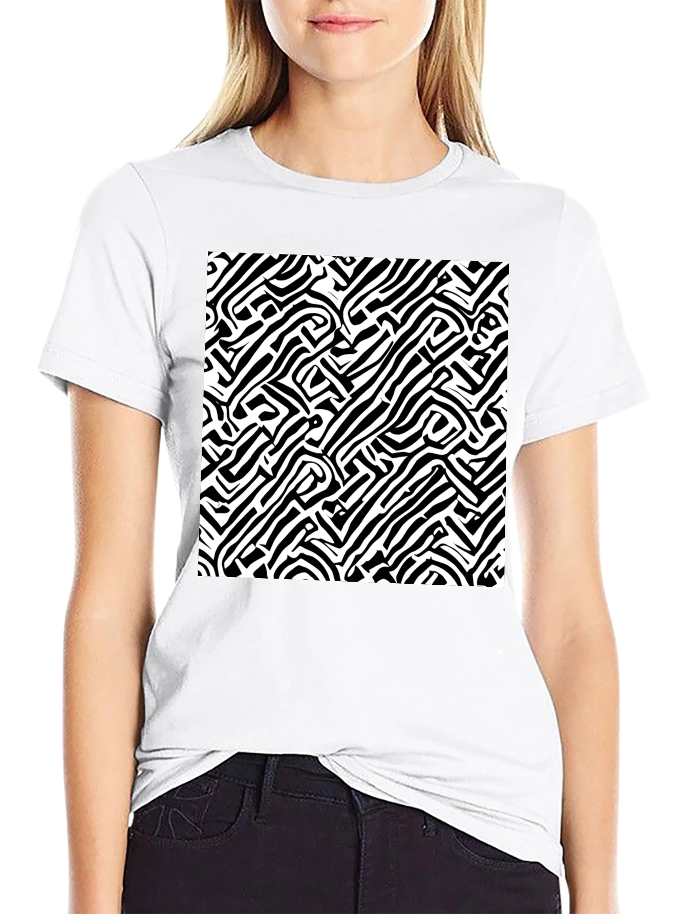 Abstract Black and White Graphic Tee