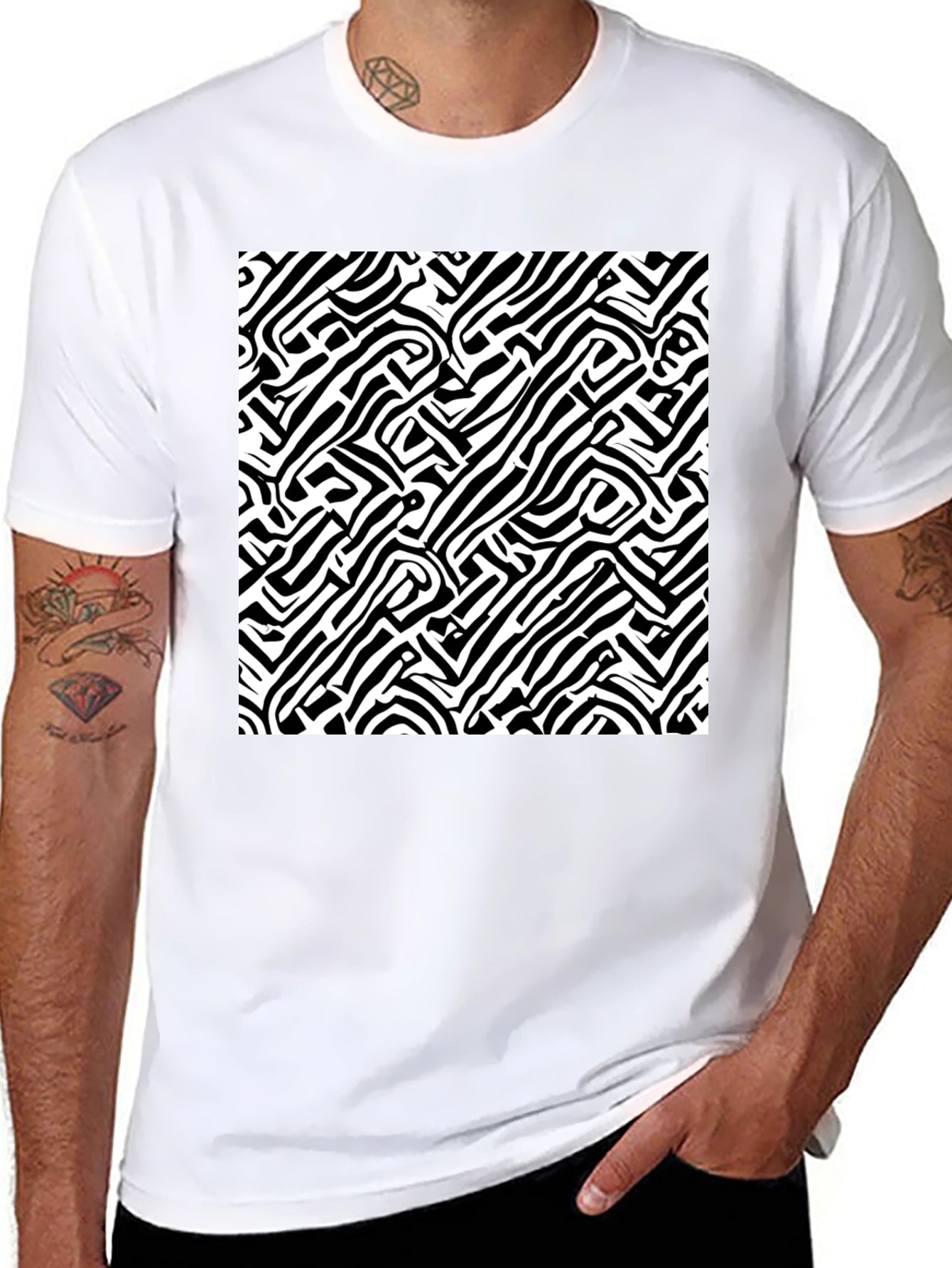 Abstract Black and White Graphic Tee