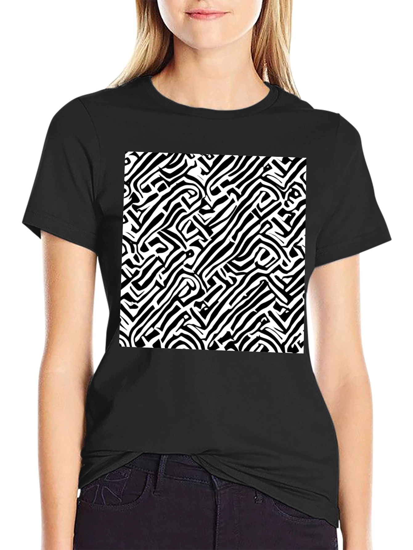 Abstract Black and White Graphic Tee