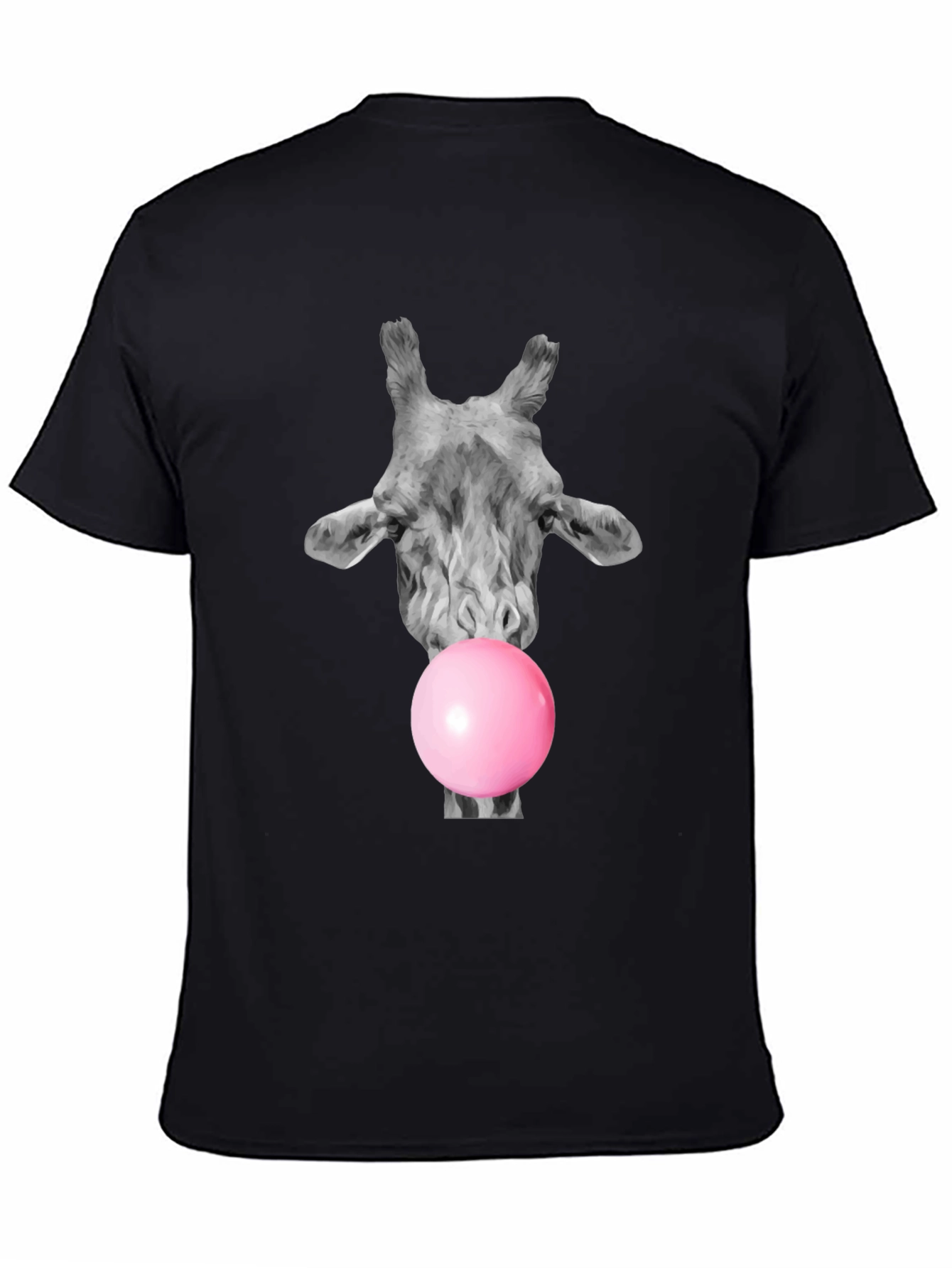 Giraffe Bubblegum T-Shirt - Black Cotton Tee