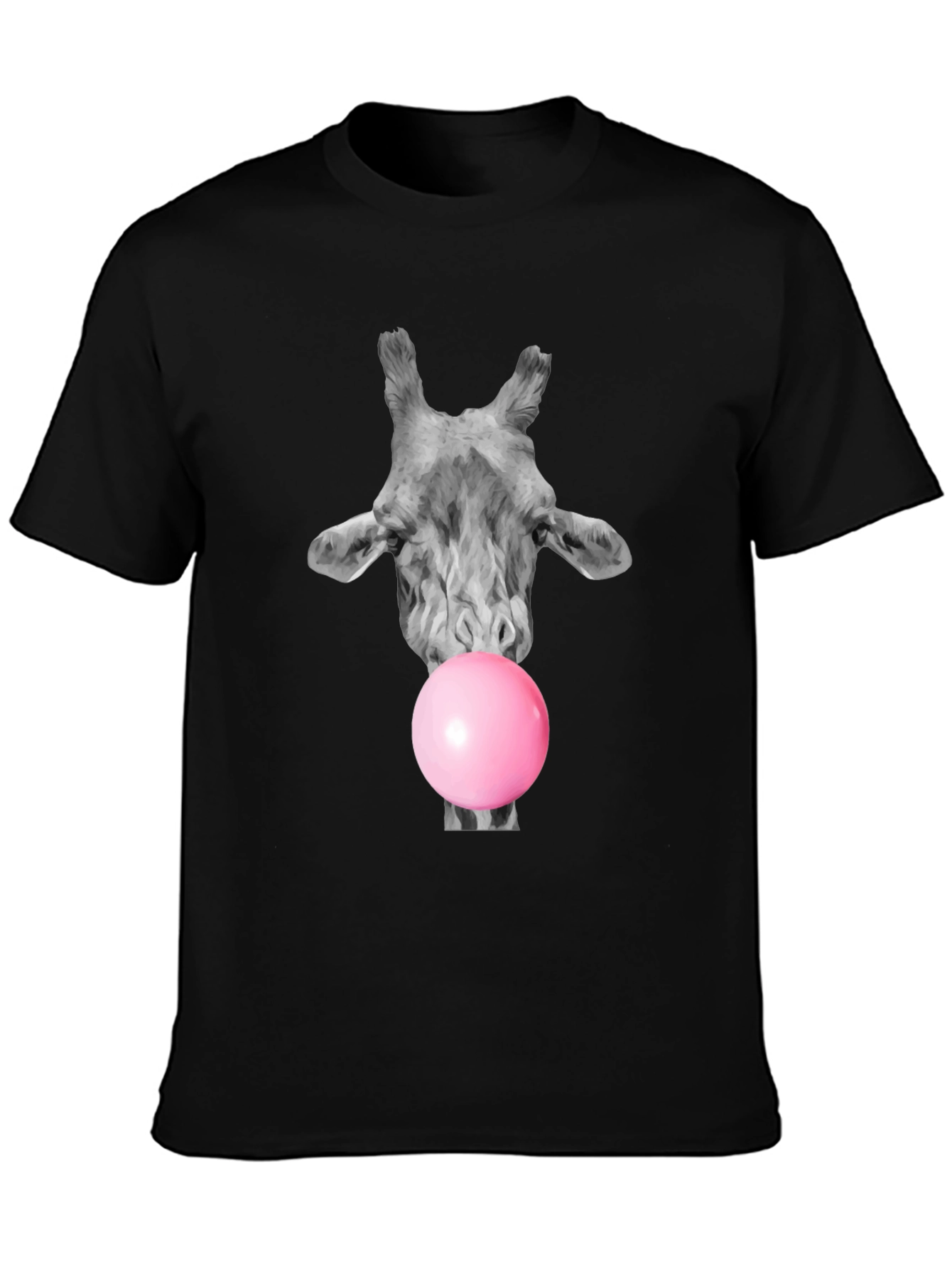 Giraffe Bubblegum T-Shirt - Black Cotton Tee