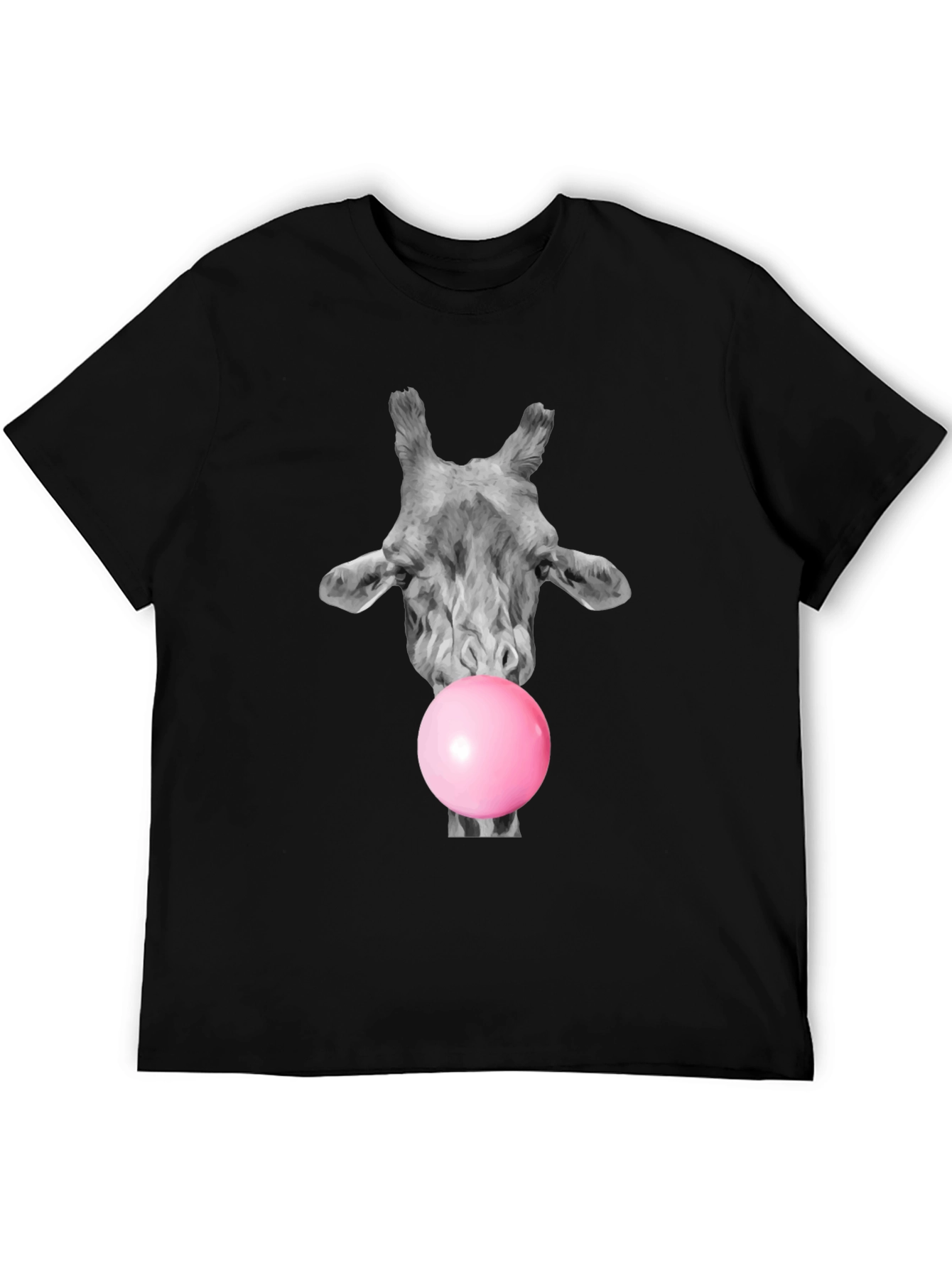 Giraffe Bubblegum T-Shirt - Black Cotton Tee