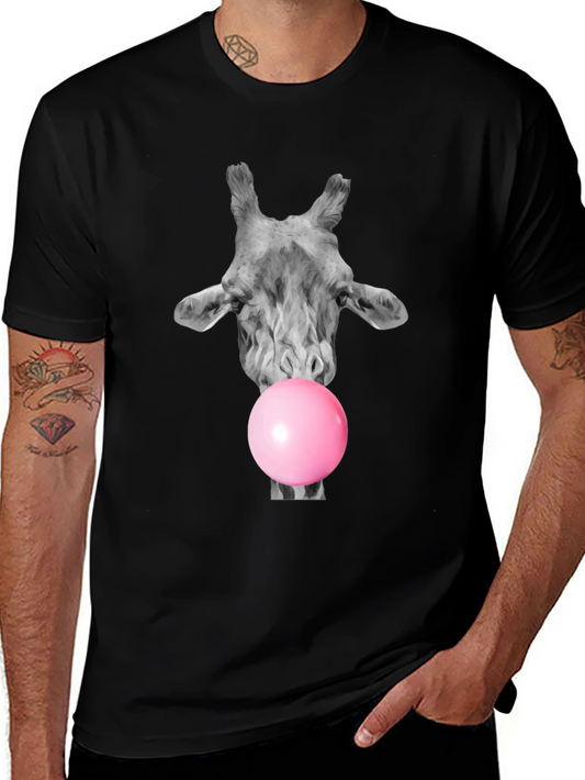 Giraffe Bubblegum T-Shirt - Black Cotton Tee