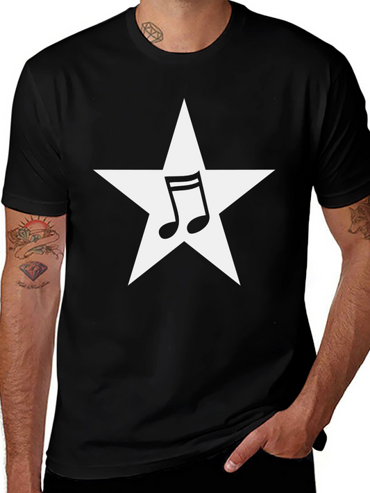 Star Music Note Graphic Tee - Black