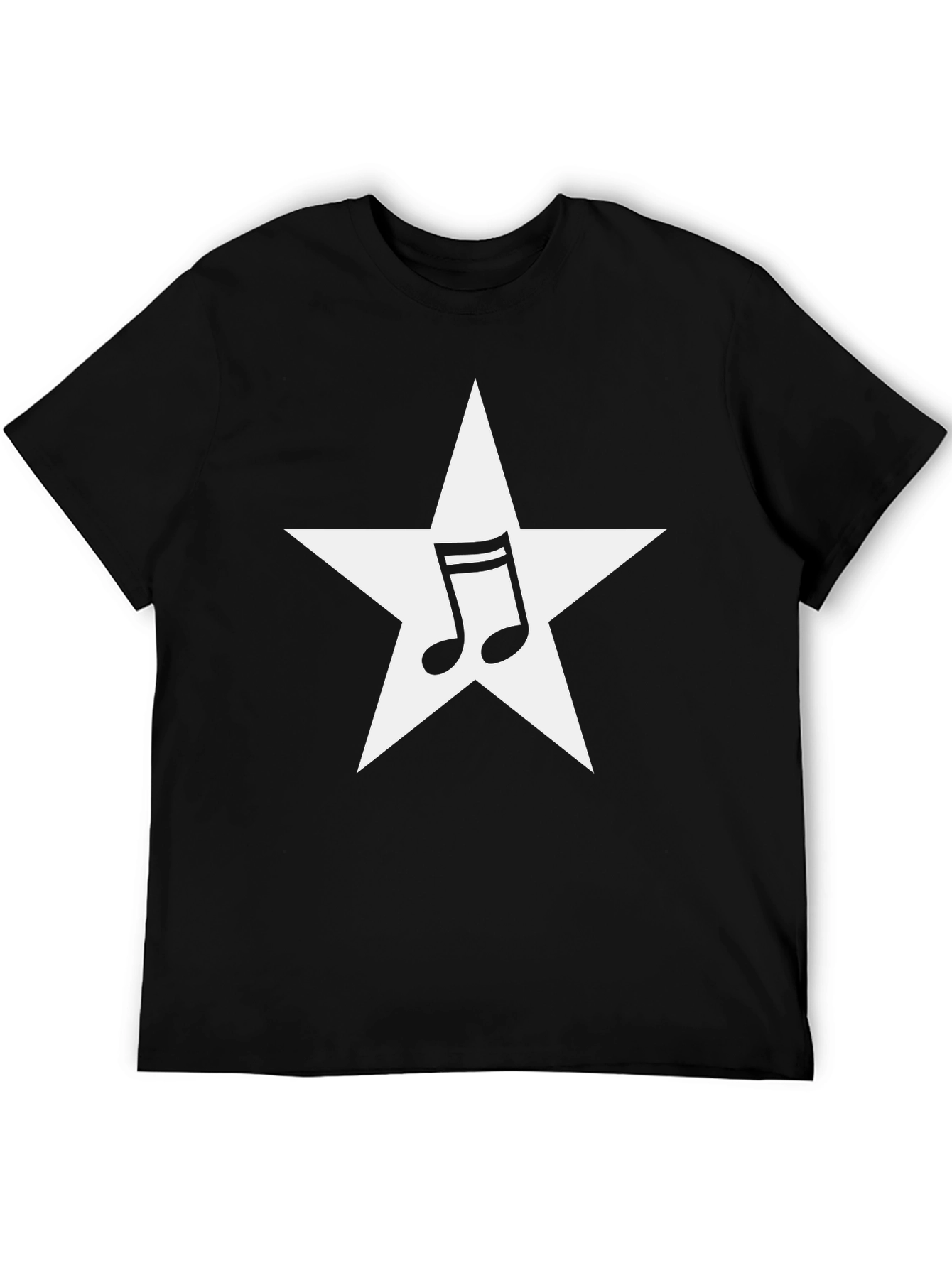 Star Music Note Graphic Tee - Black