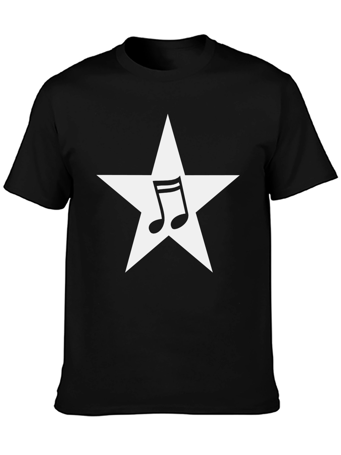 Star Music Note Graphic Tee - Black