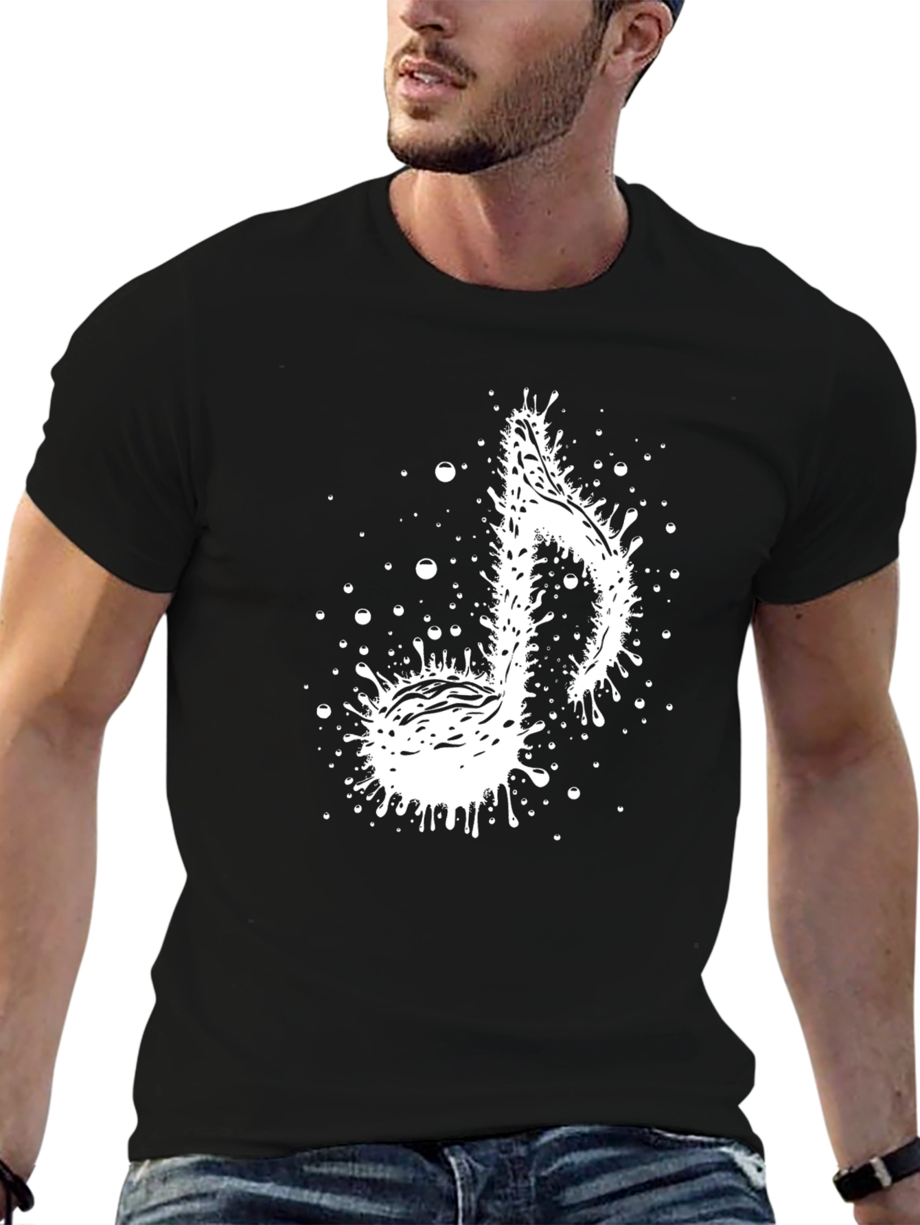 Musical Note Graphic Tee - Stylish Black T-Shirt