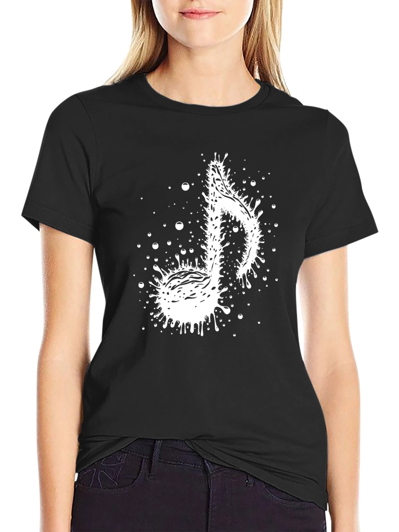 Musical Note Graphic Tee - Stylish Black T-Shirt