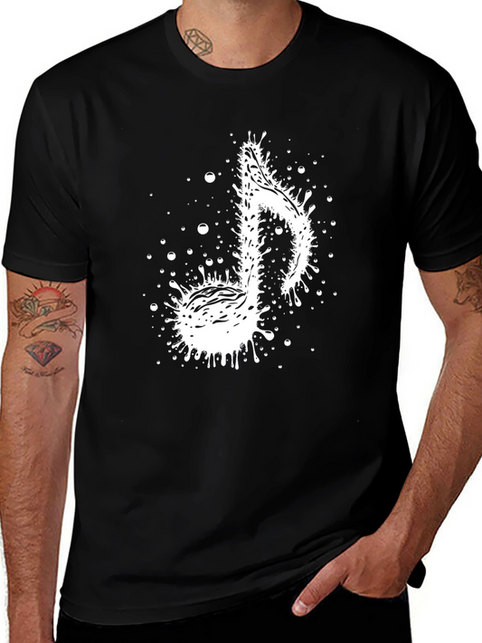 Musical Note Graphic Tee - Stylish Black T-Shirt