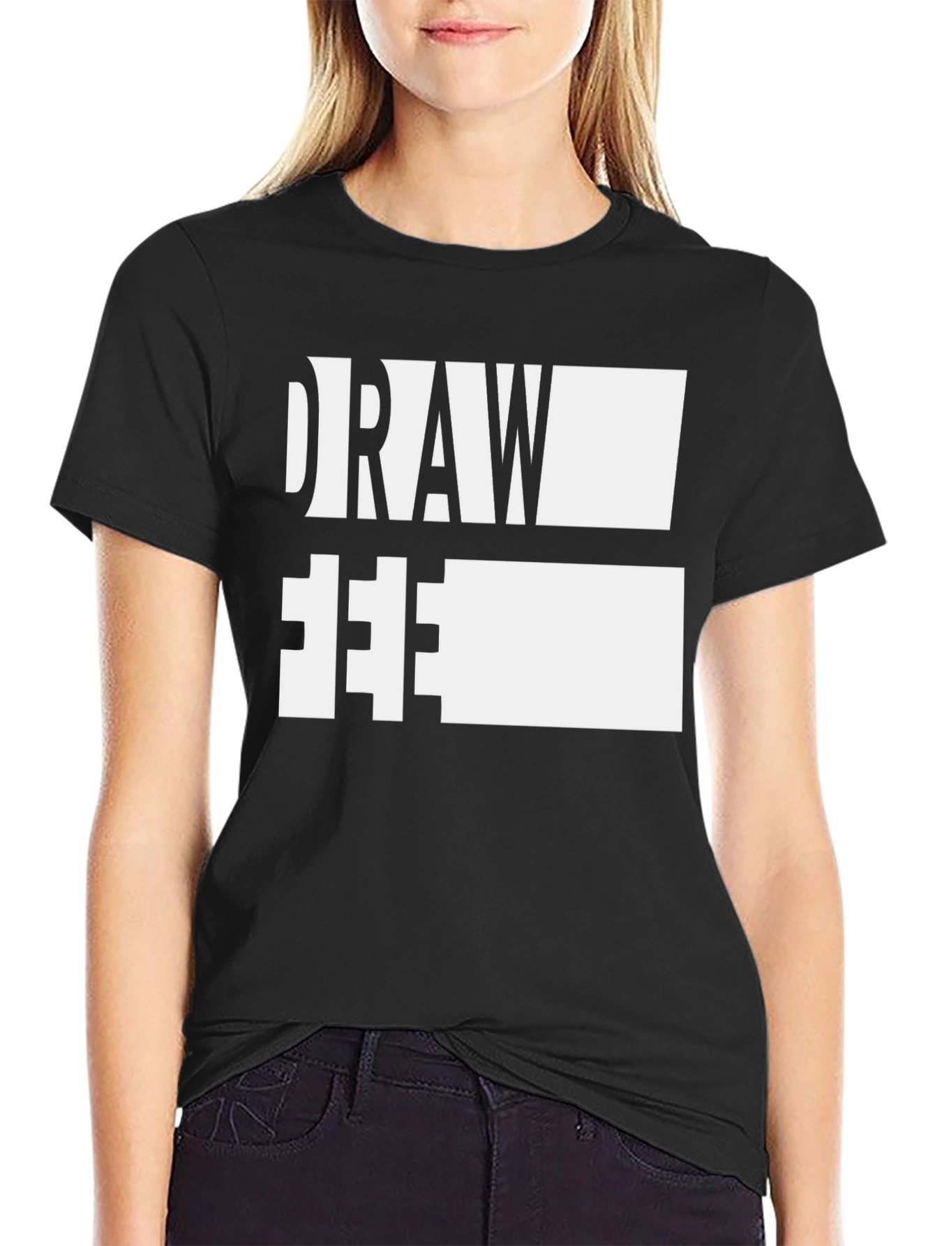 Draw Free Tee - Artistic Expression Black Cotton T-Shirt