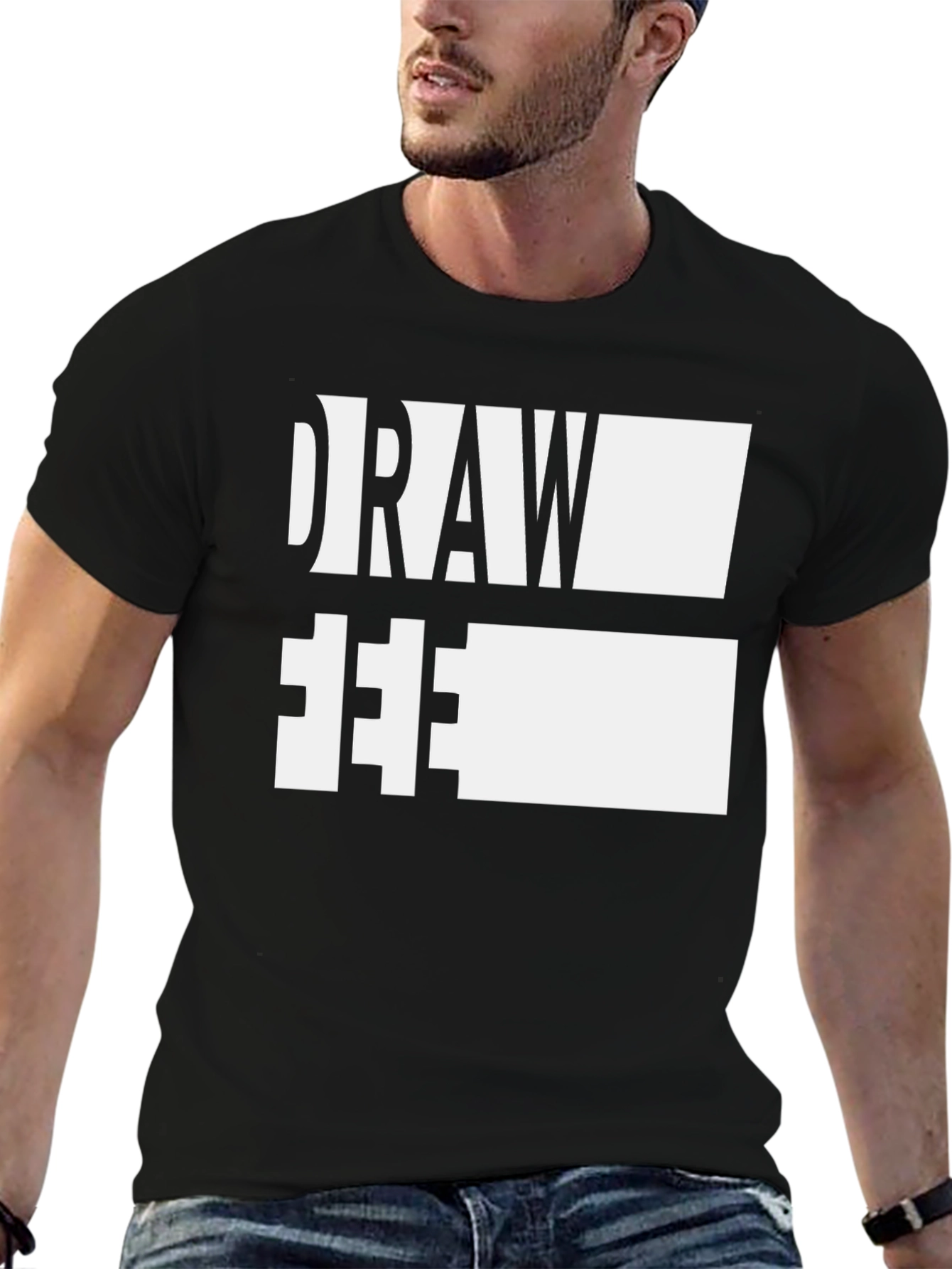 Draw Free Tee - Artistic Expression Black Cotton T-Shirt