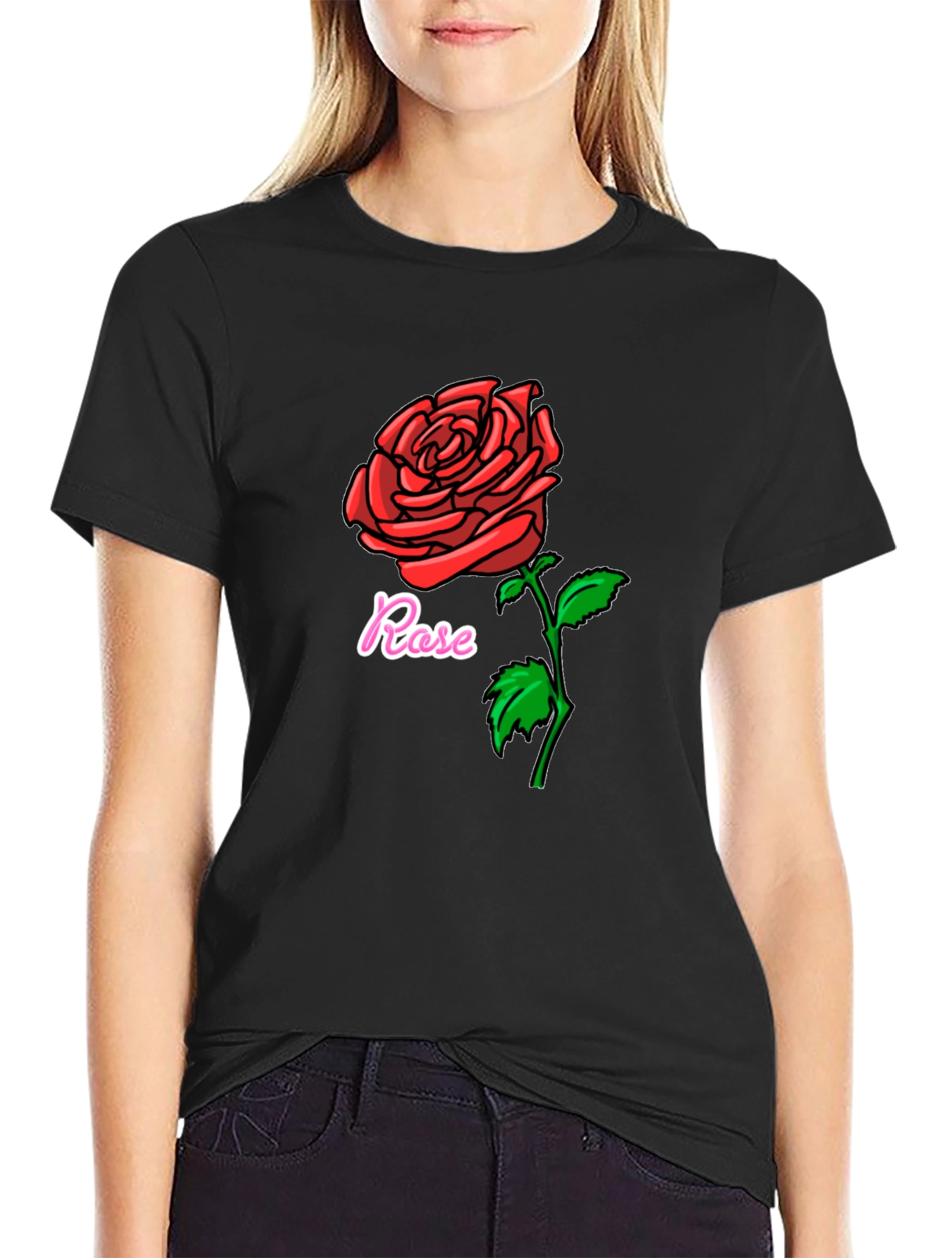 Rose Graphic Black T-Shirt