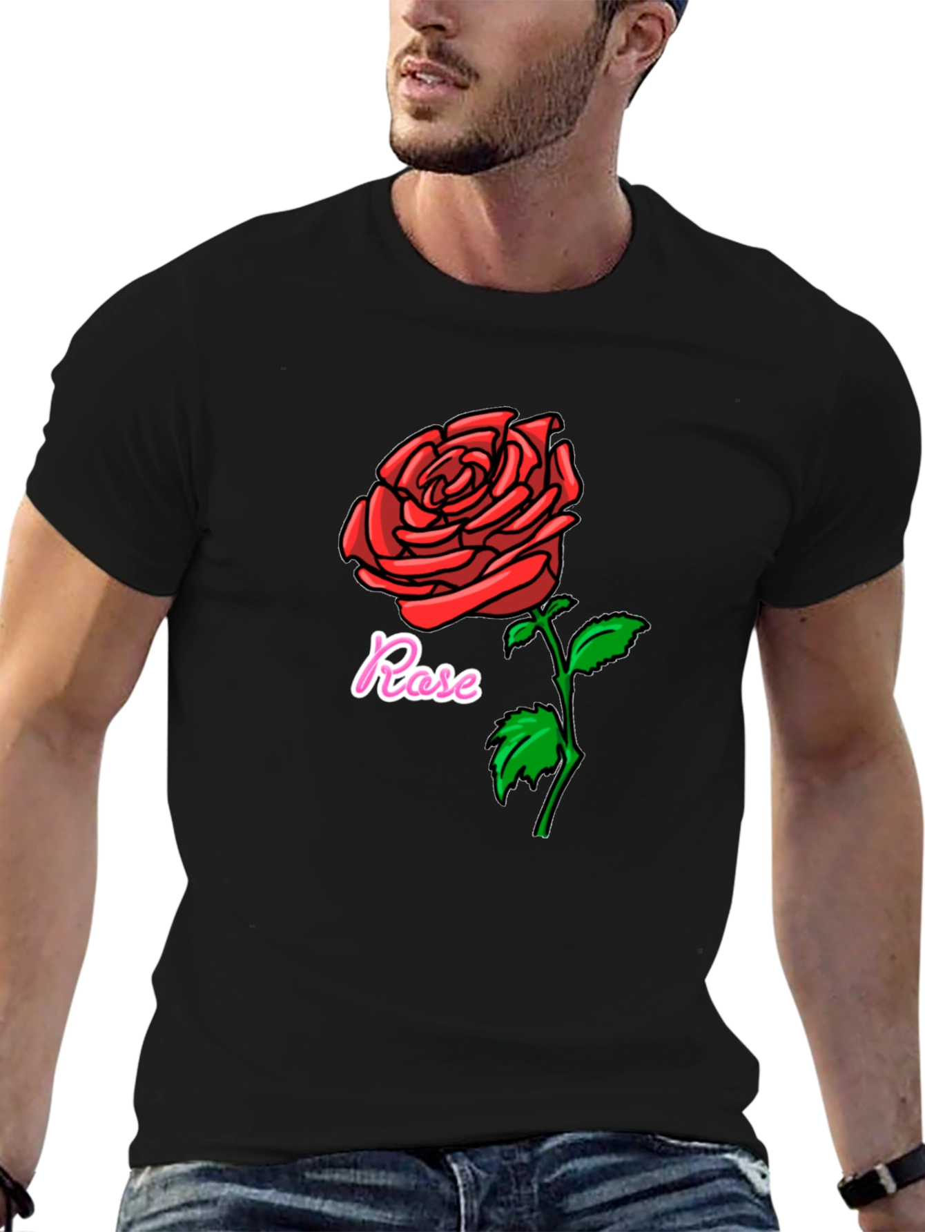 Rose Graphic Black T-Shirt