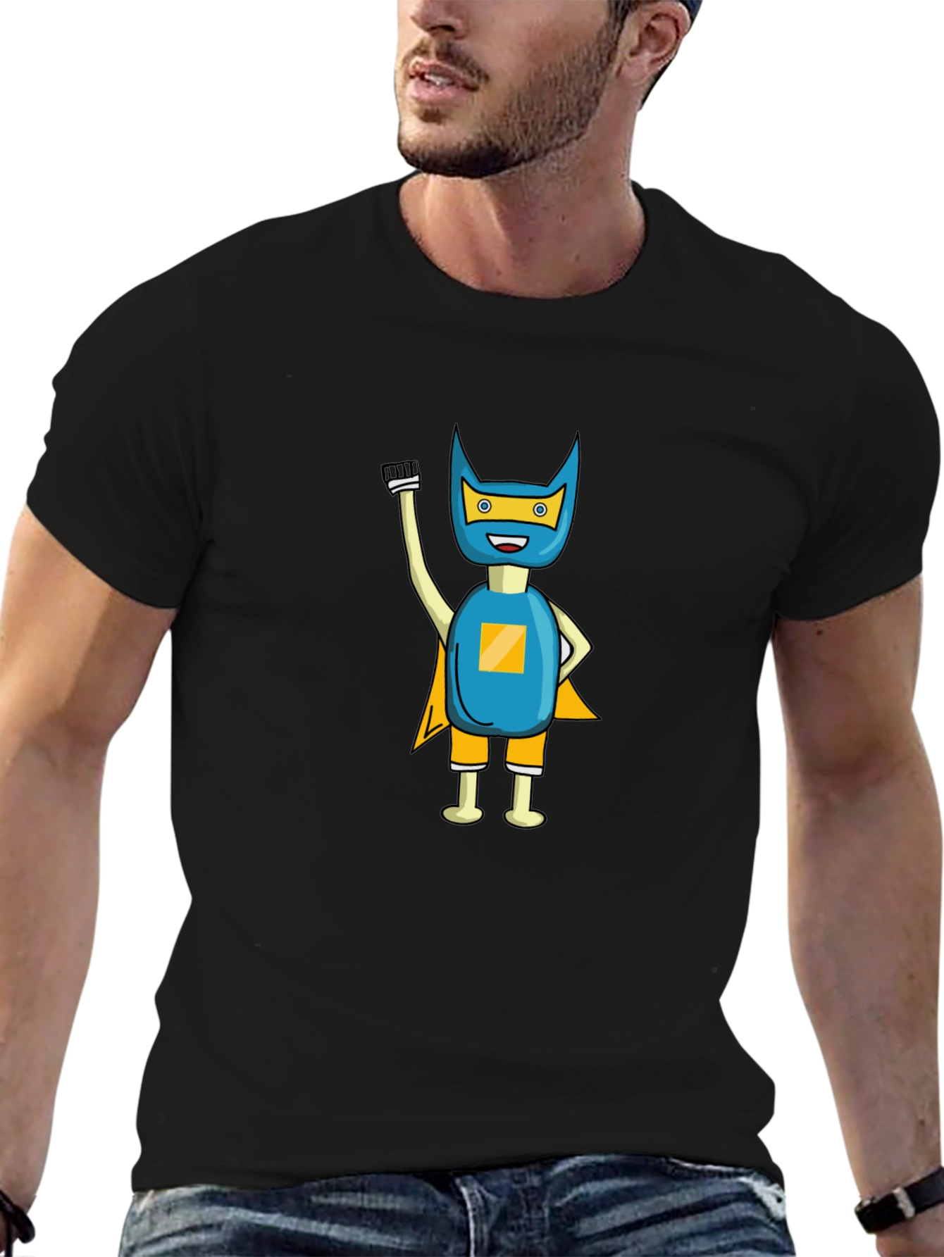 Superhero Graphic Tee - Black Cotton Blend