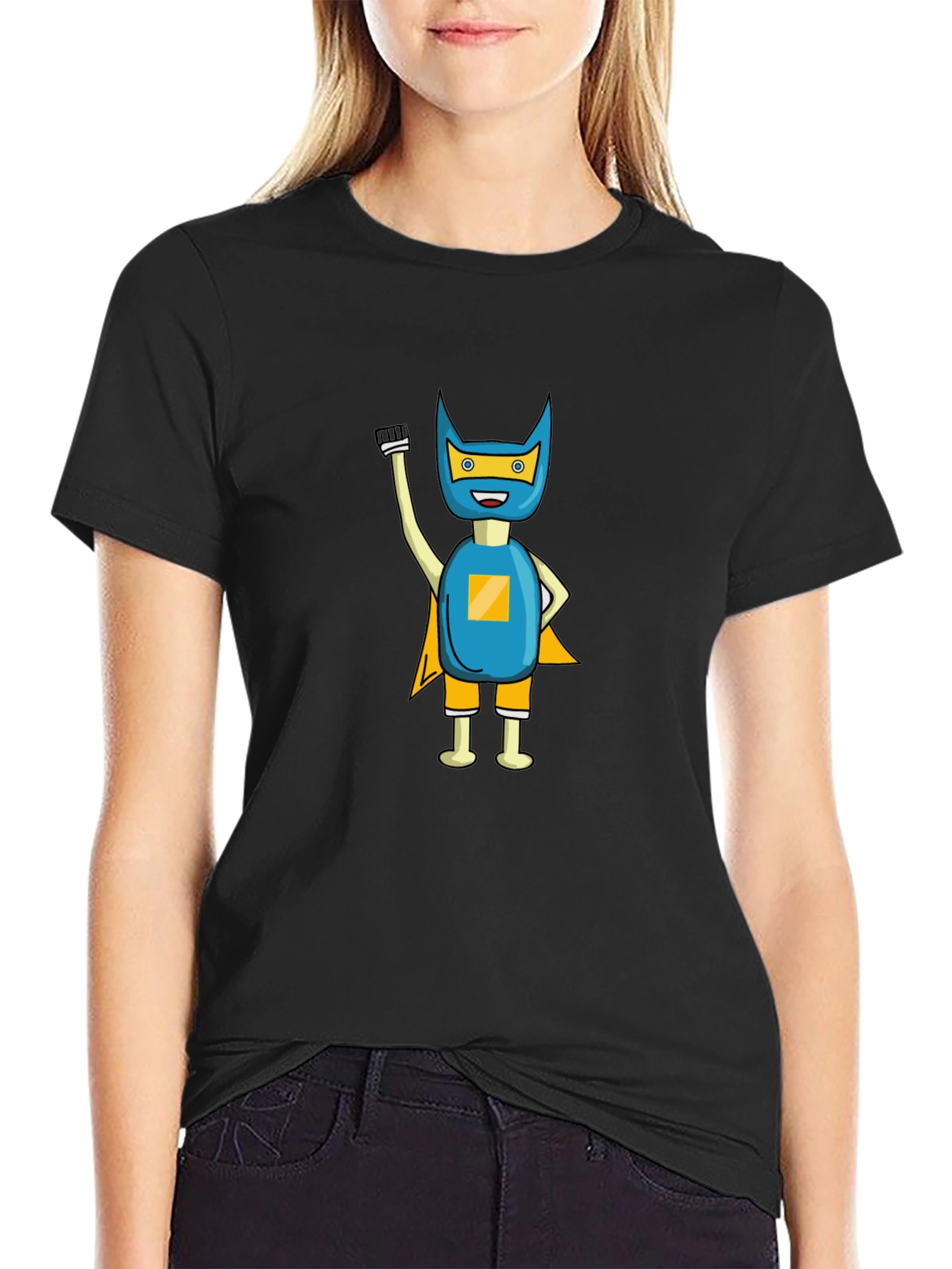 Superhero Graphic Tee - Black Cotton Blend