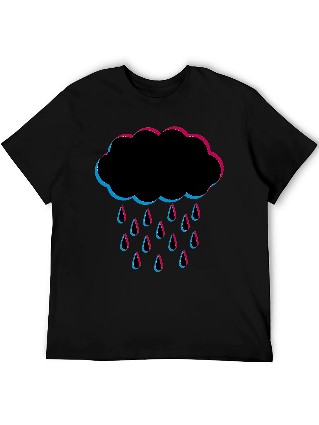Rain Cloud Graphic Tee - Black Cotton T-Shirt