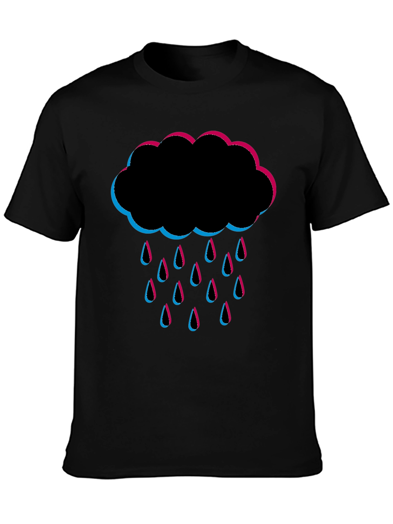 Rain Cloud Graphic Tee - Black Cotton T-Shirt