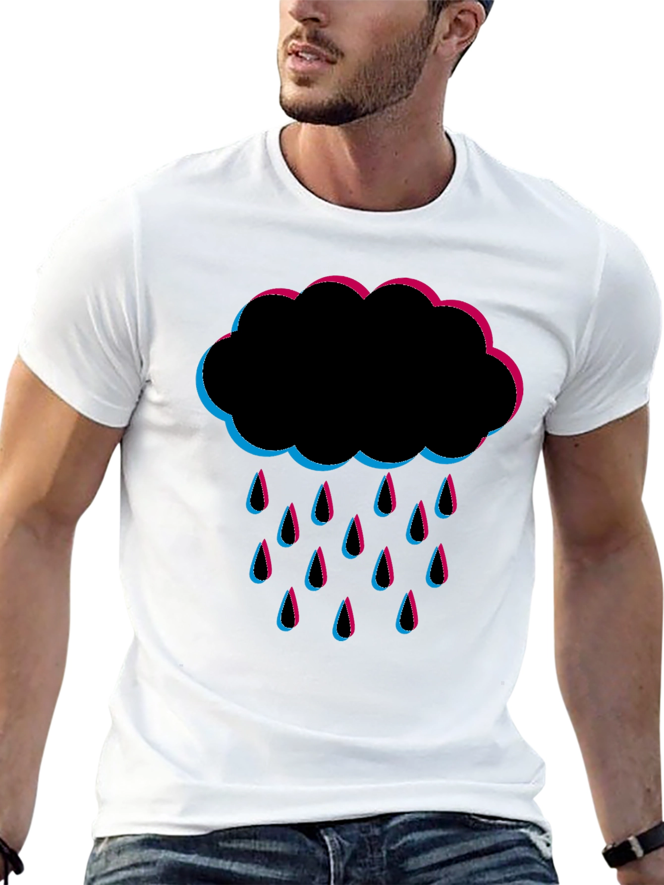 Rain Cloud Graphic Tee - Black Cotton T-Shirt