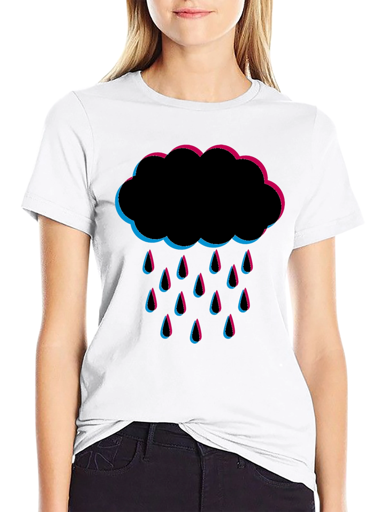 Rain Cloud Graphic Tee - Black Cotton T-Shirt