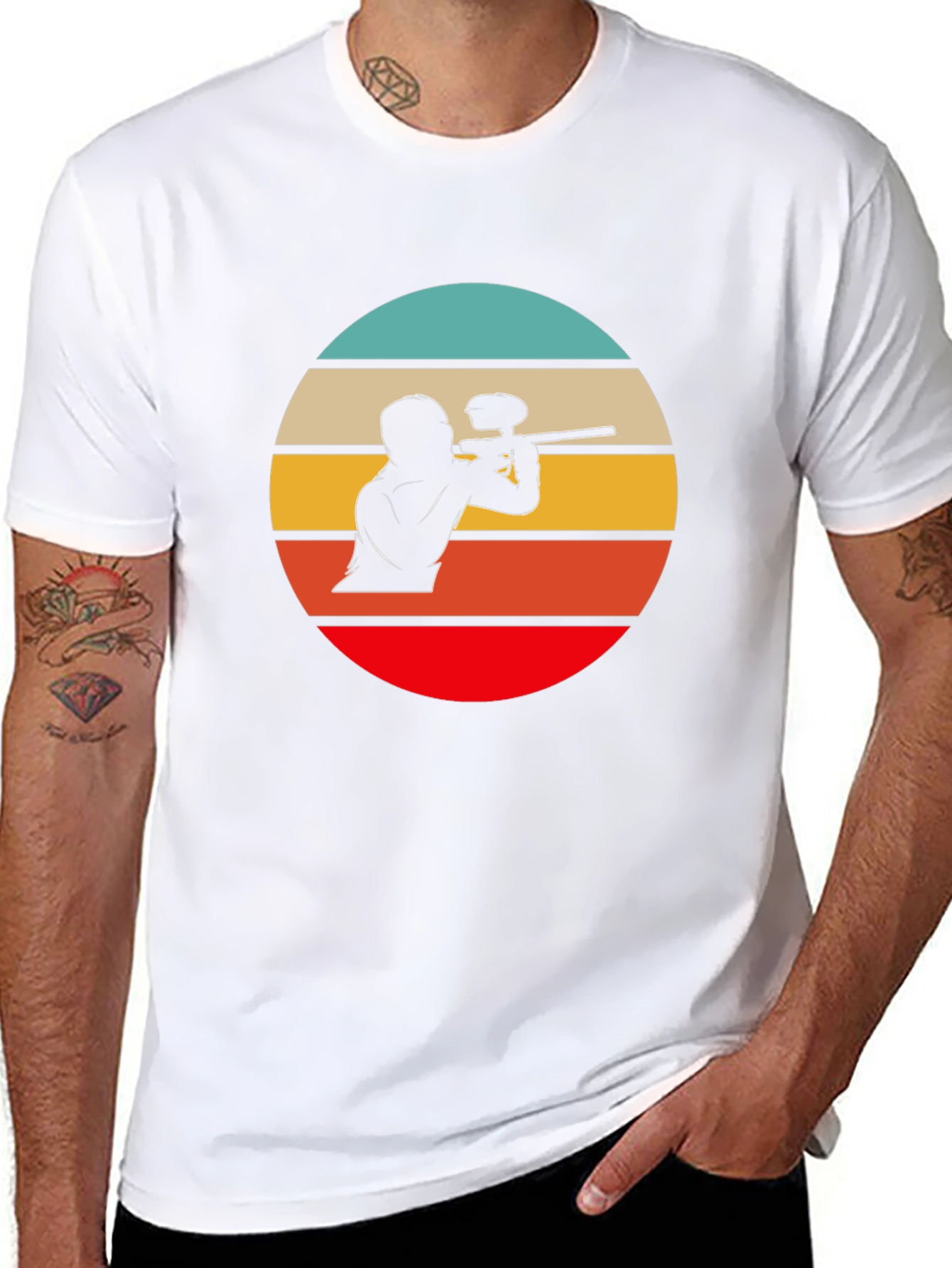 Paintball Sunset Graphic Tee - Black Cotton T-Shirt