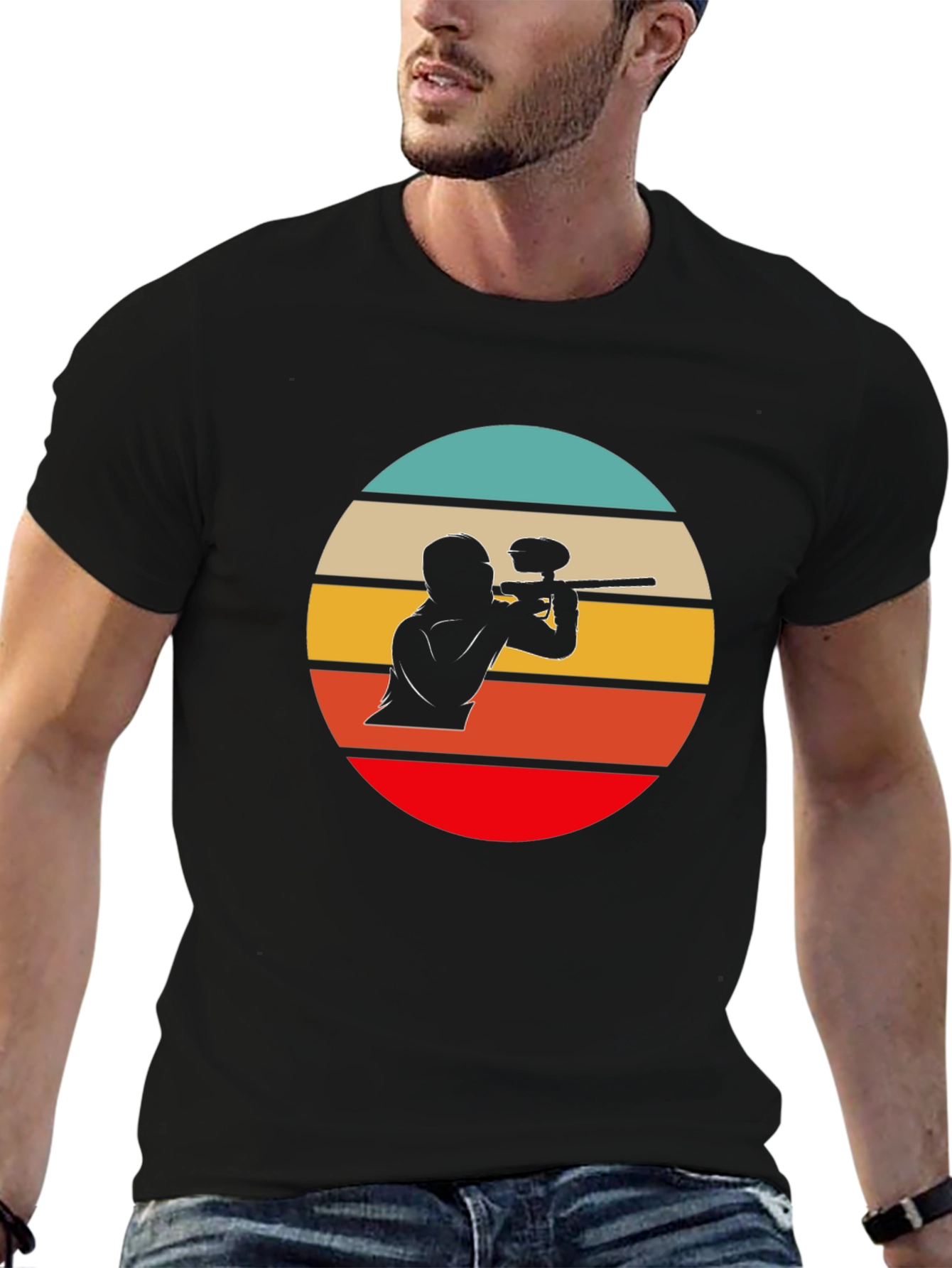 Paintball Sunset Graphic Tee - Black Cotton T-Shirt
