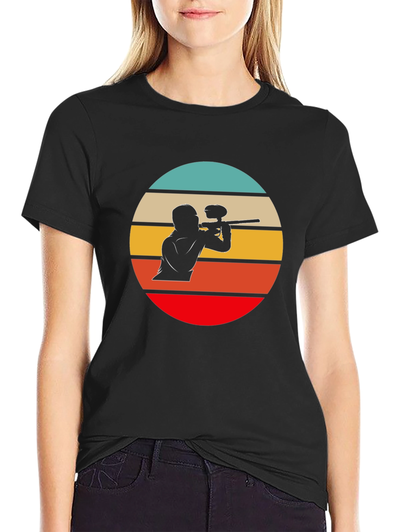 Paintball Sunset Graphic Tee - Black Cotton T-Shirt
