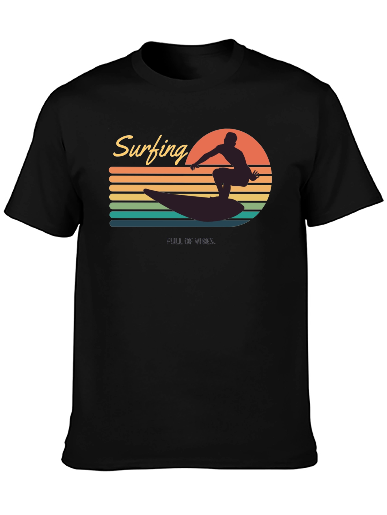 Surfing Vibes Graphic Tee - Mens Black T-Shirt