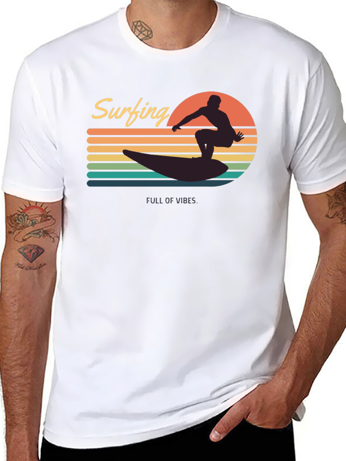 Surfing Vibes Graphic Tee - Mens Black T-Shirt