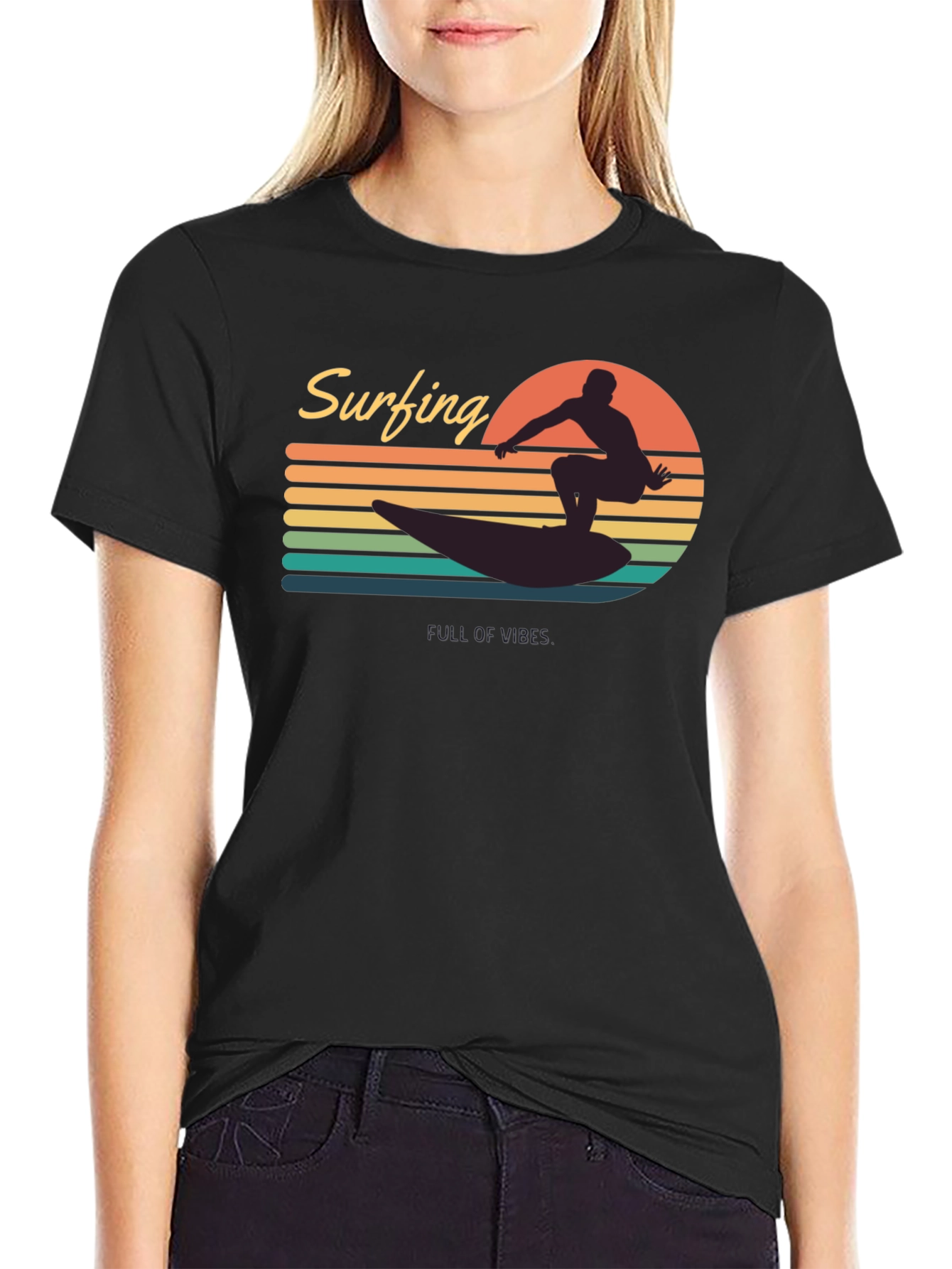 Surfing Vibes Graphic Tee - Mens Black T-Shirt