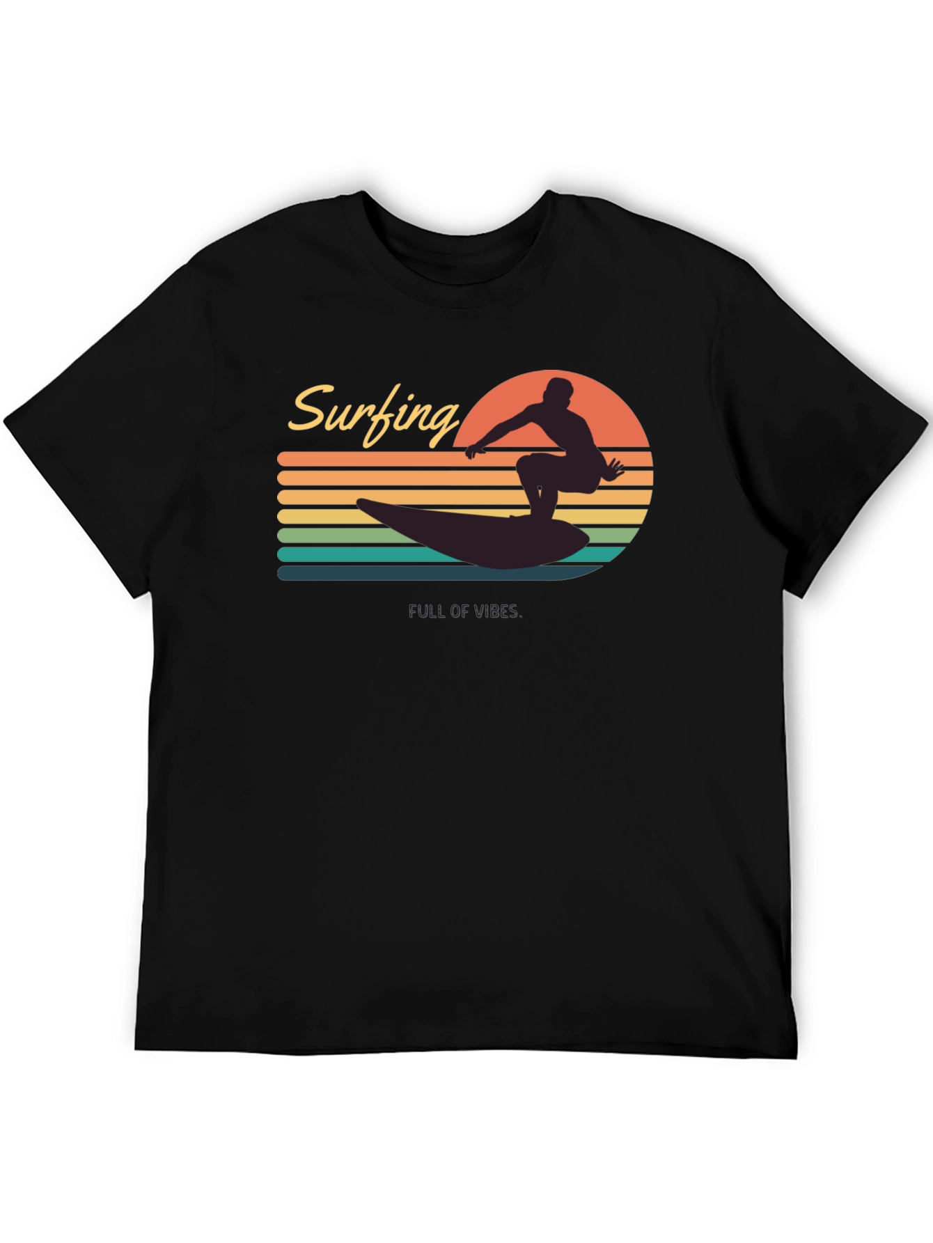 Surfing Vibes Graphic Tee - Mens Black T-Shirt