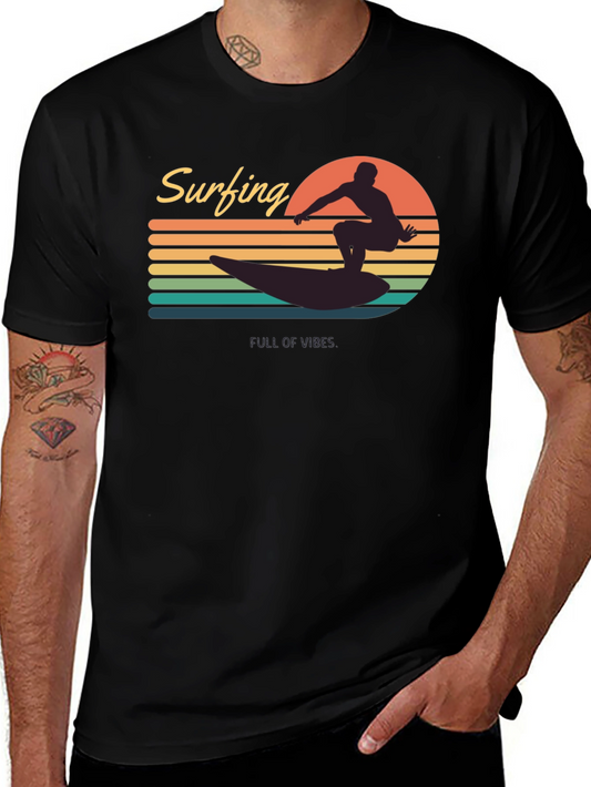 Surfing Vibes Graphic Tee - Mens Black T-Shirt