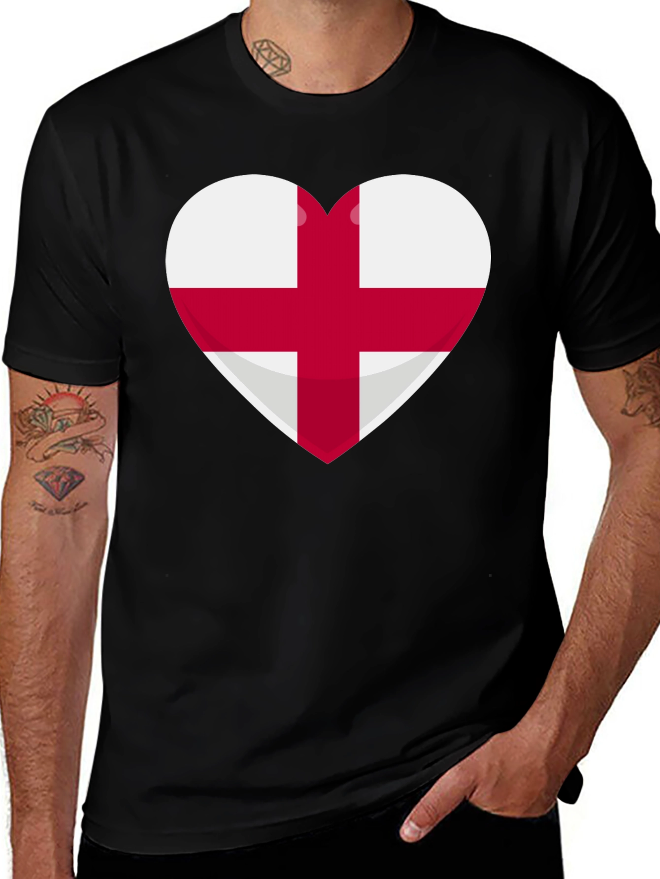 England Flag Heart T-Shirt - Show Your Pride!