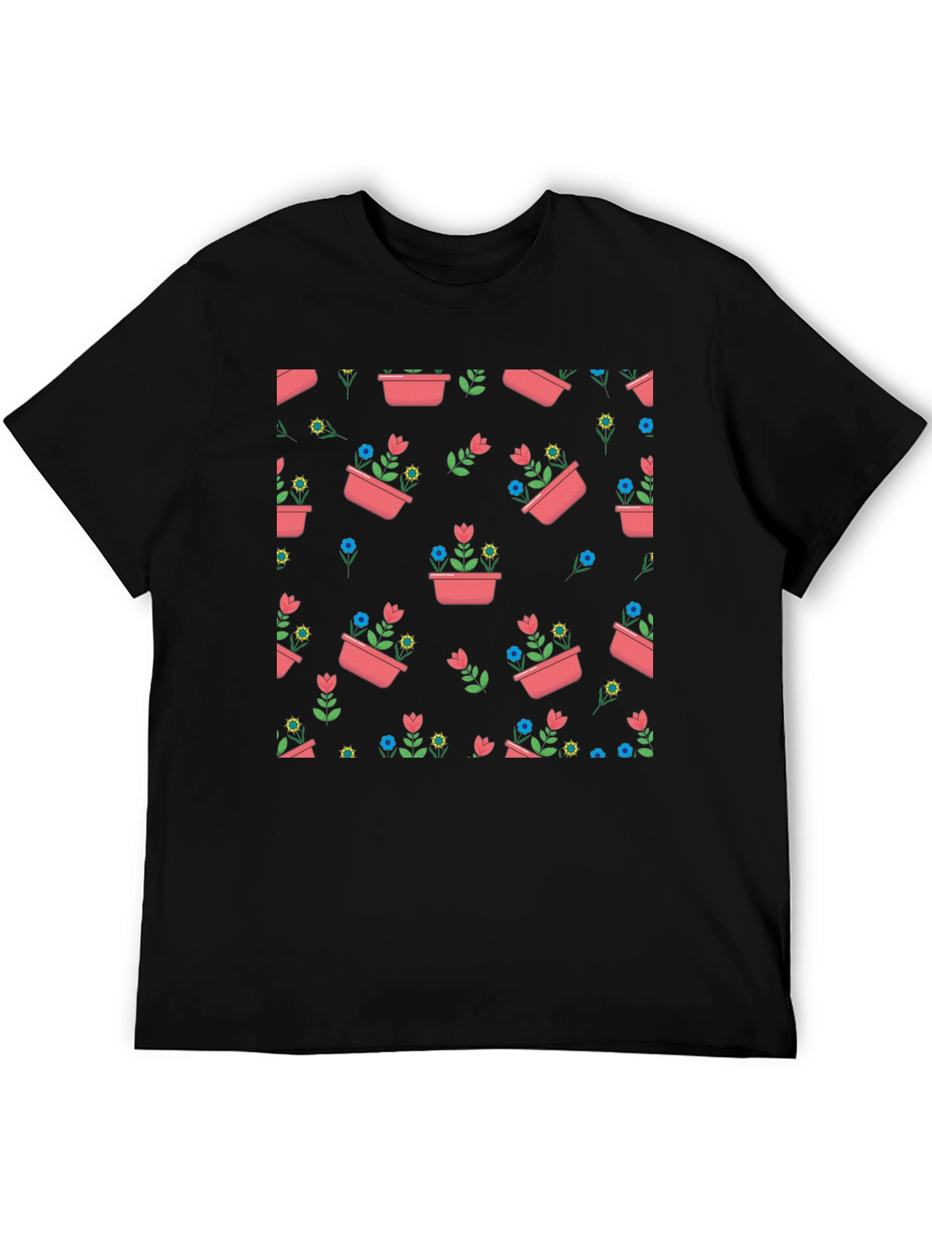 Floral Planter Pattern T-Shirt - Stylish Graphic Tee