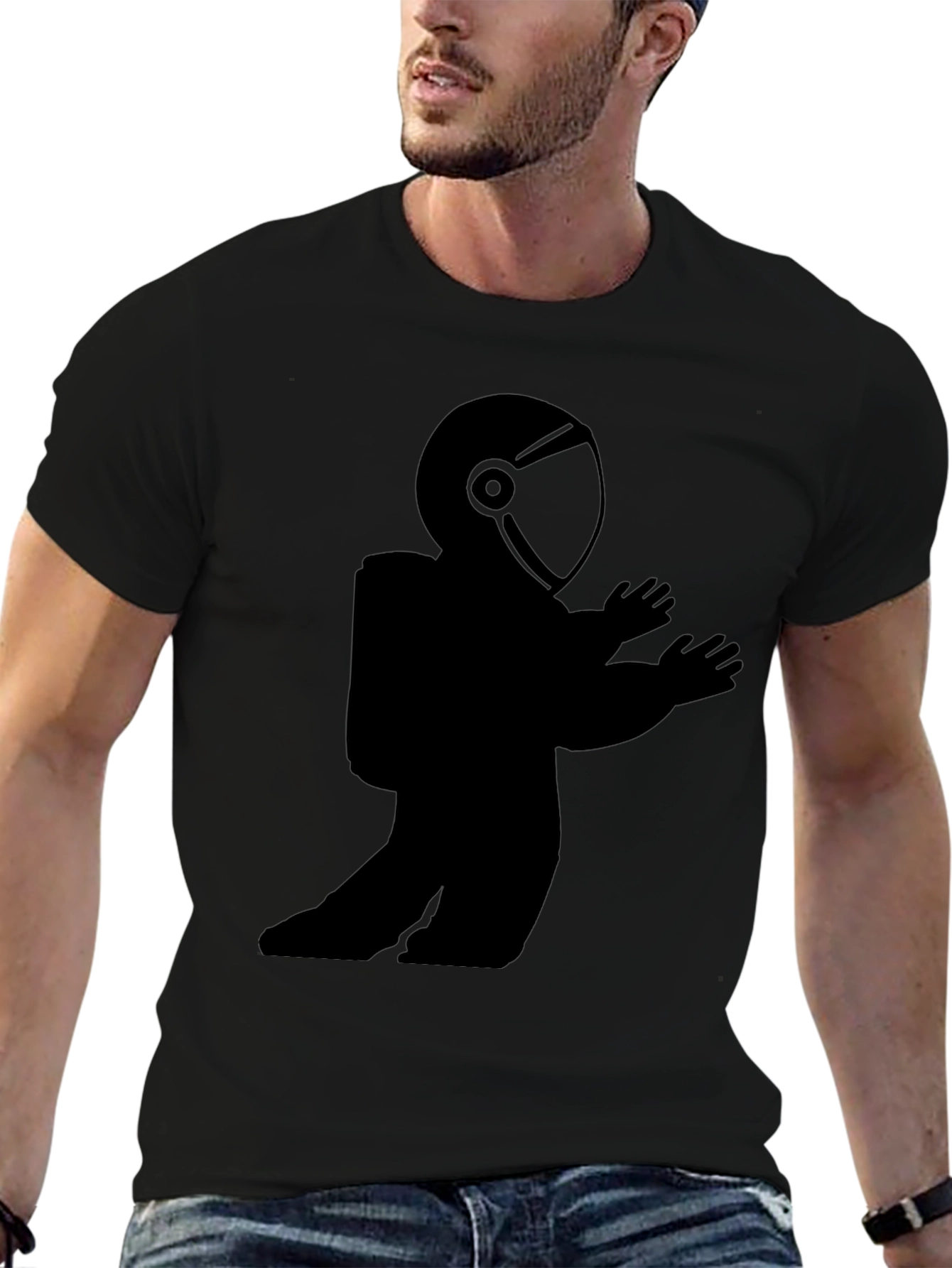 Astronaut Graphic T-Shirt - Mens Black Crew Neck Tee